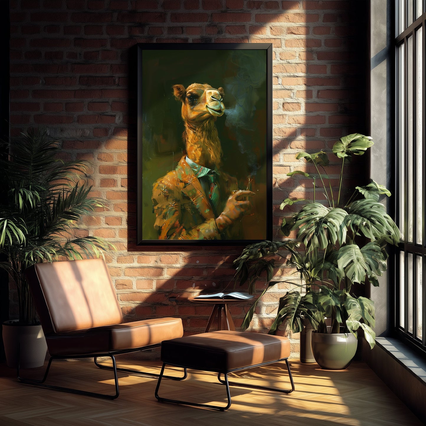 Camel in a Suit Art Print - Desert Animal Portrait Illustration - Quirky Vintage Poster 1/3