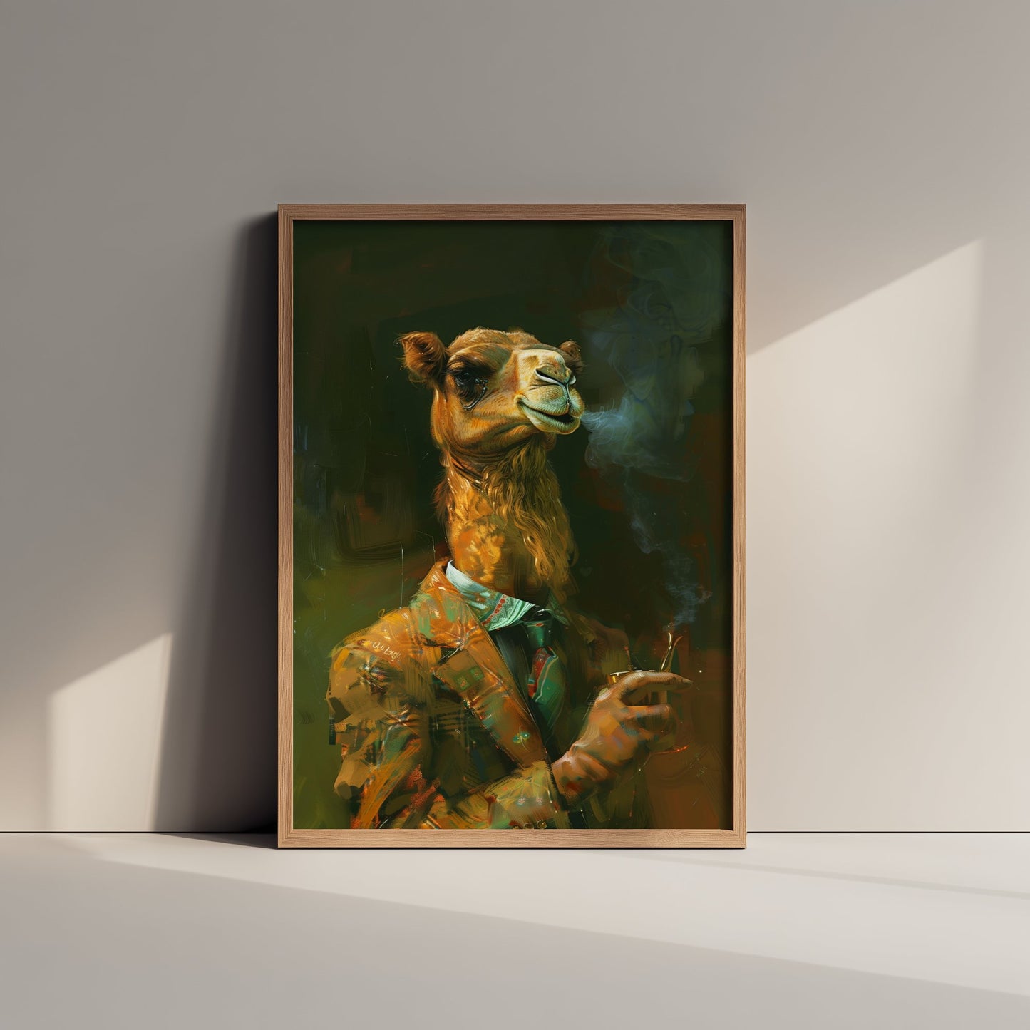Camel in a Suit Art Print - Desert Animal Portrait Illustration - Quirky Vintage Poster 1/3
