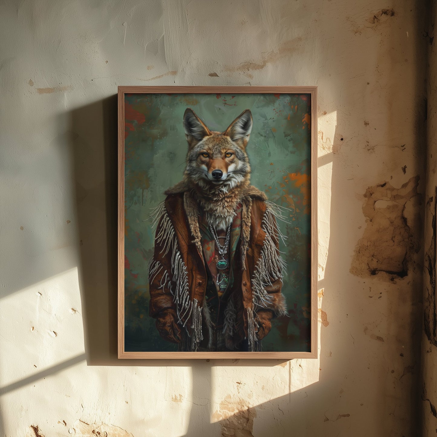 Coyote Portrait Art Print - Western Boho Animal Illustration - Quirky Desert Nomad Poster 2/3