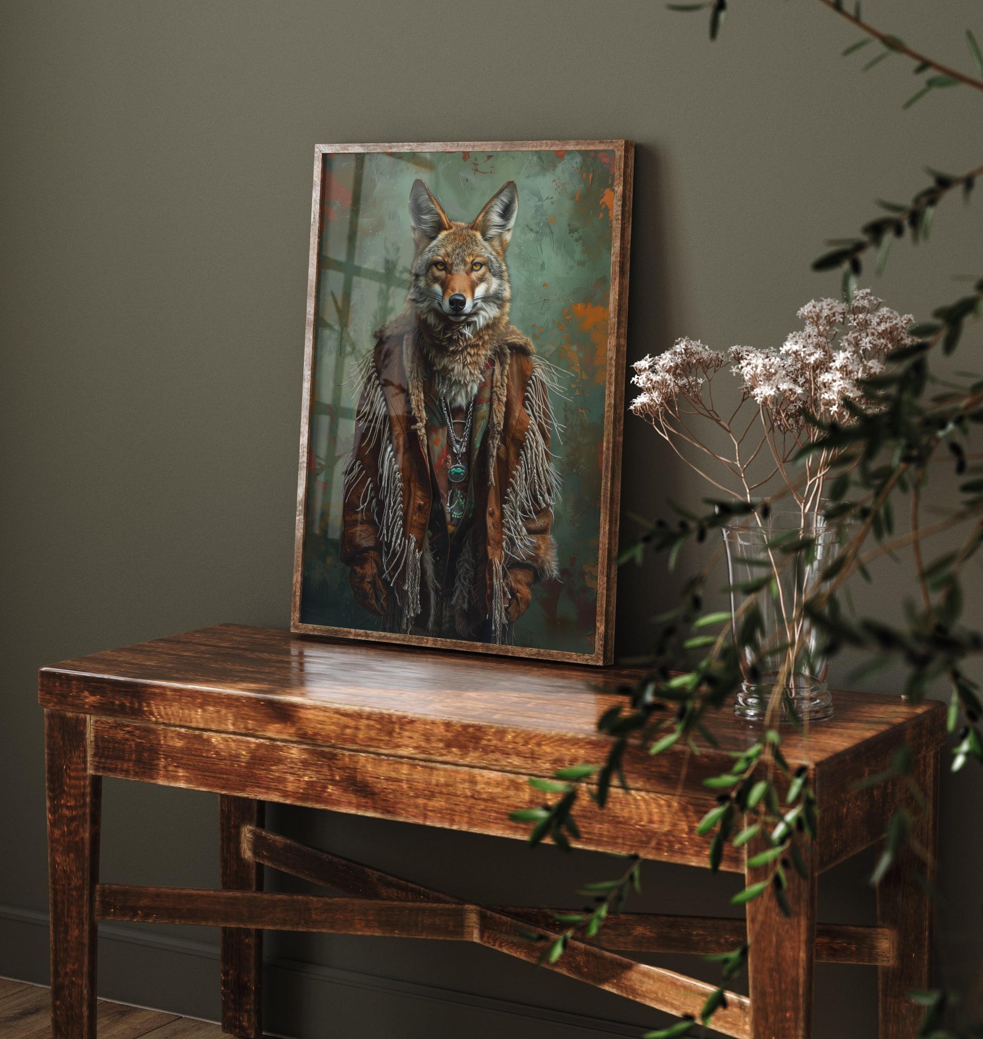 Coyote Portrait Art Print - Western Boho Animal Illustration - Quirky Desert Nomad Poster 2/3