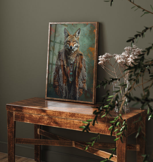 Coyote Portrait Art Print - Western Boho Animal Illustration - Quirky Desert Nomad Poster 2/3