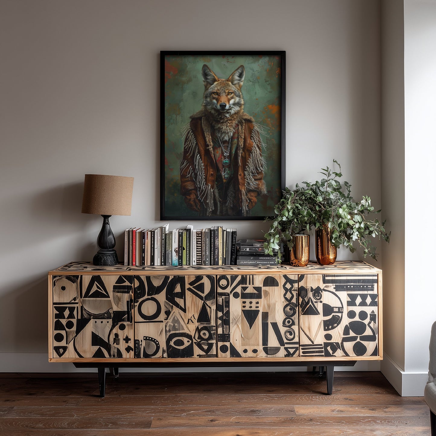 Coyote Portrait Art Print - Western Boho Animal Illustration - Quirky Desert Nomad Poster 2/3