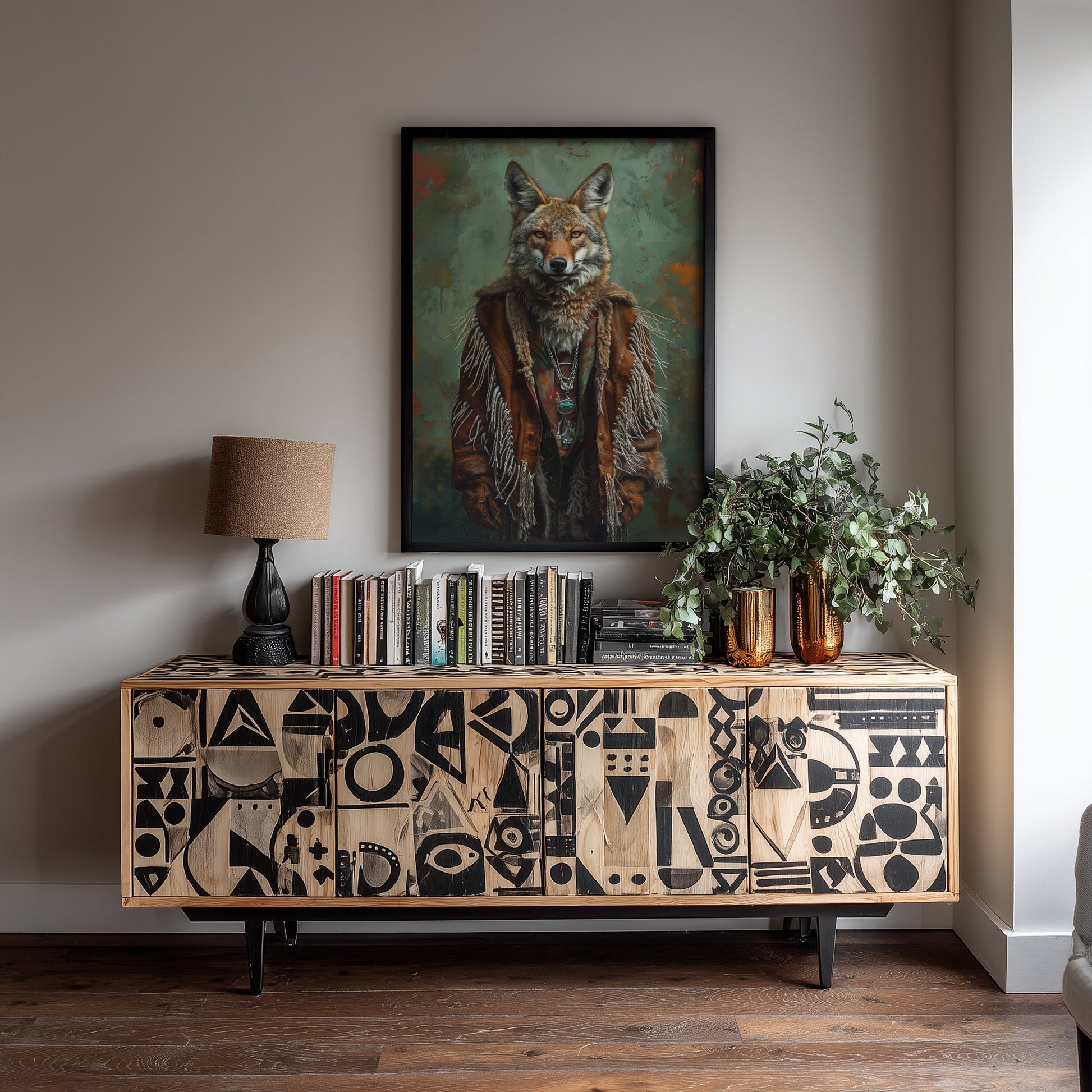 Coyote Portrait Art Print - Western Boho Animal Illustration - Quirky Desert Nomad Poster 2/3