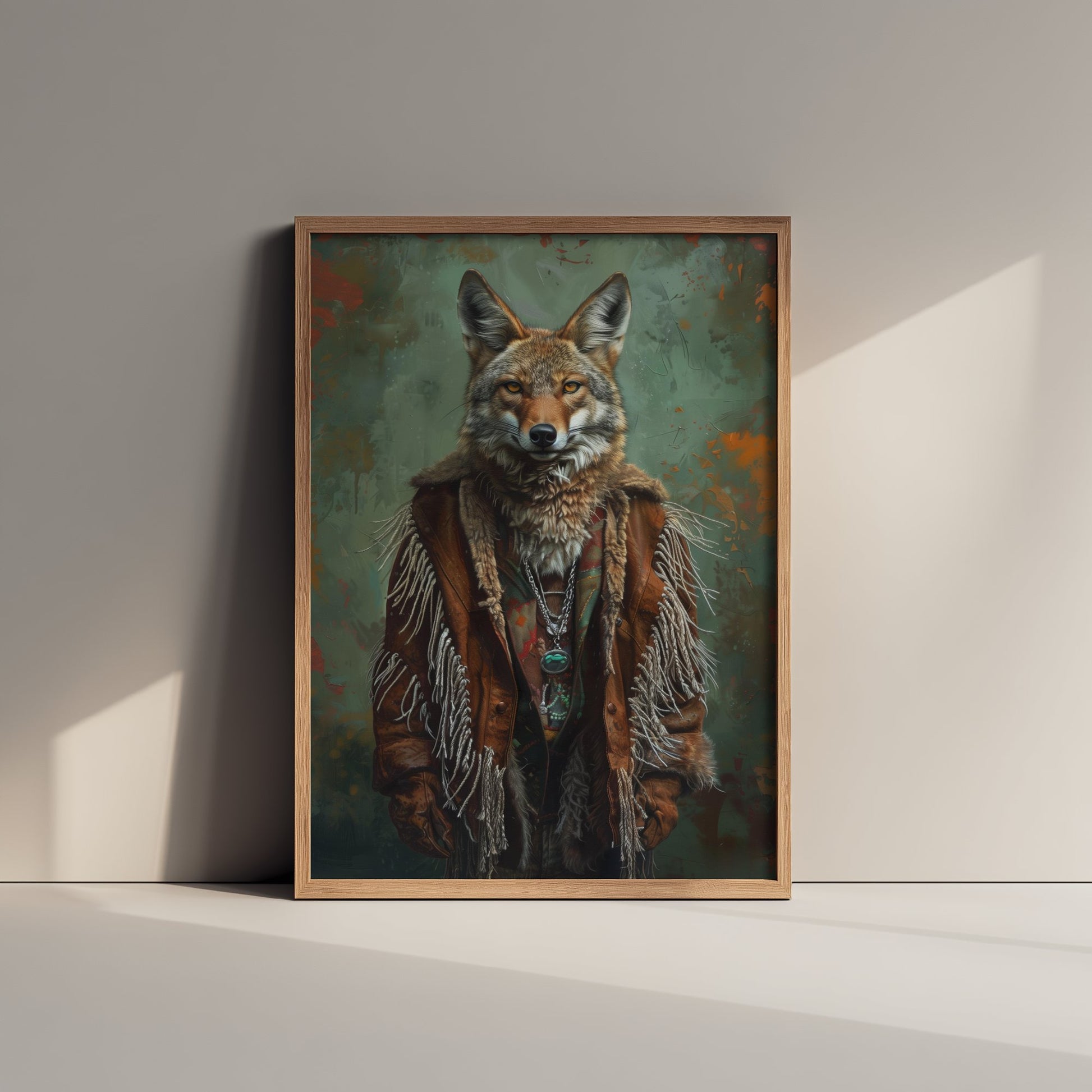 Coyote Portrait Art Print - Western Boho Animal Illustration - Quirky Desert Nomad Poster 2/3