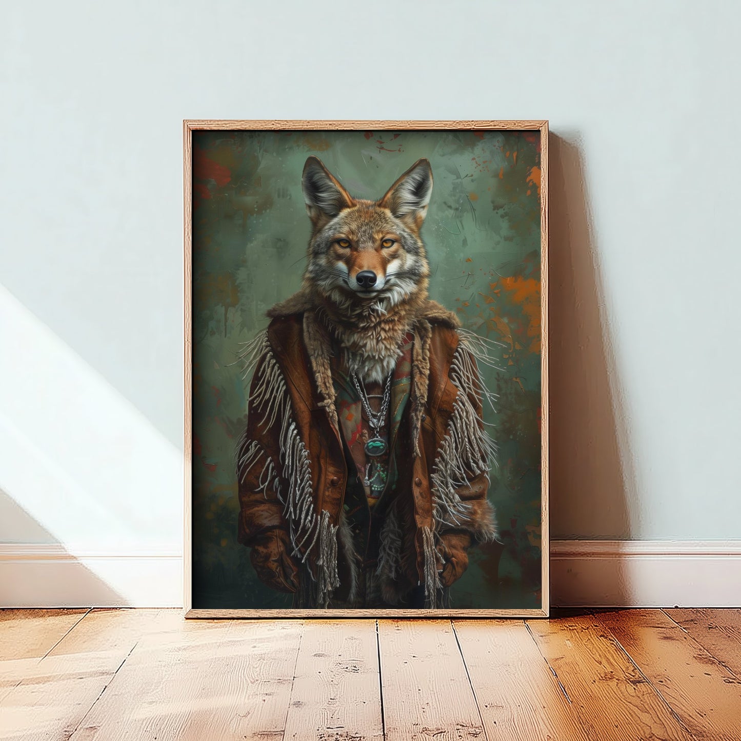Coyote Portrait Art Print - Western Boho Animal Illustration - Quirky Desert Nomad Poster 2/3