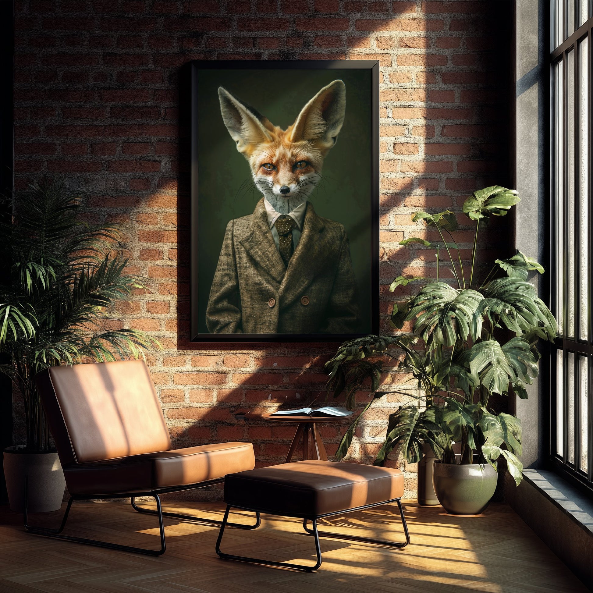 Fennec Fox in a Suit Art Print - Desert Animal Portrait Illustration - Quirky Poster 3/3