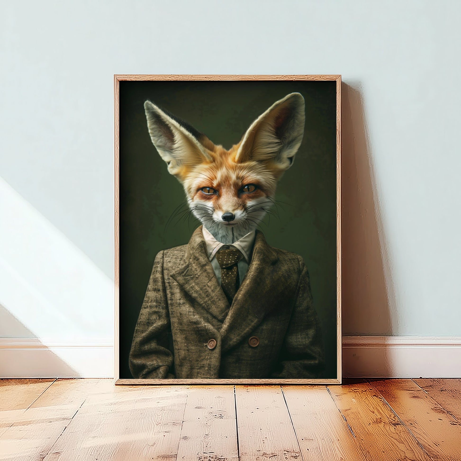 Fennec Fox in a Suit Art Print - Desert Animal Portrait Illustration - Quirky Poster 3/3