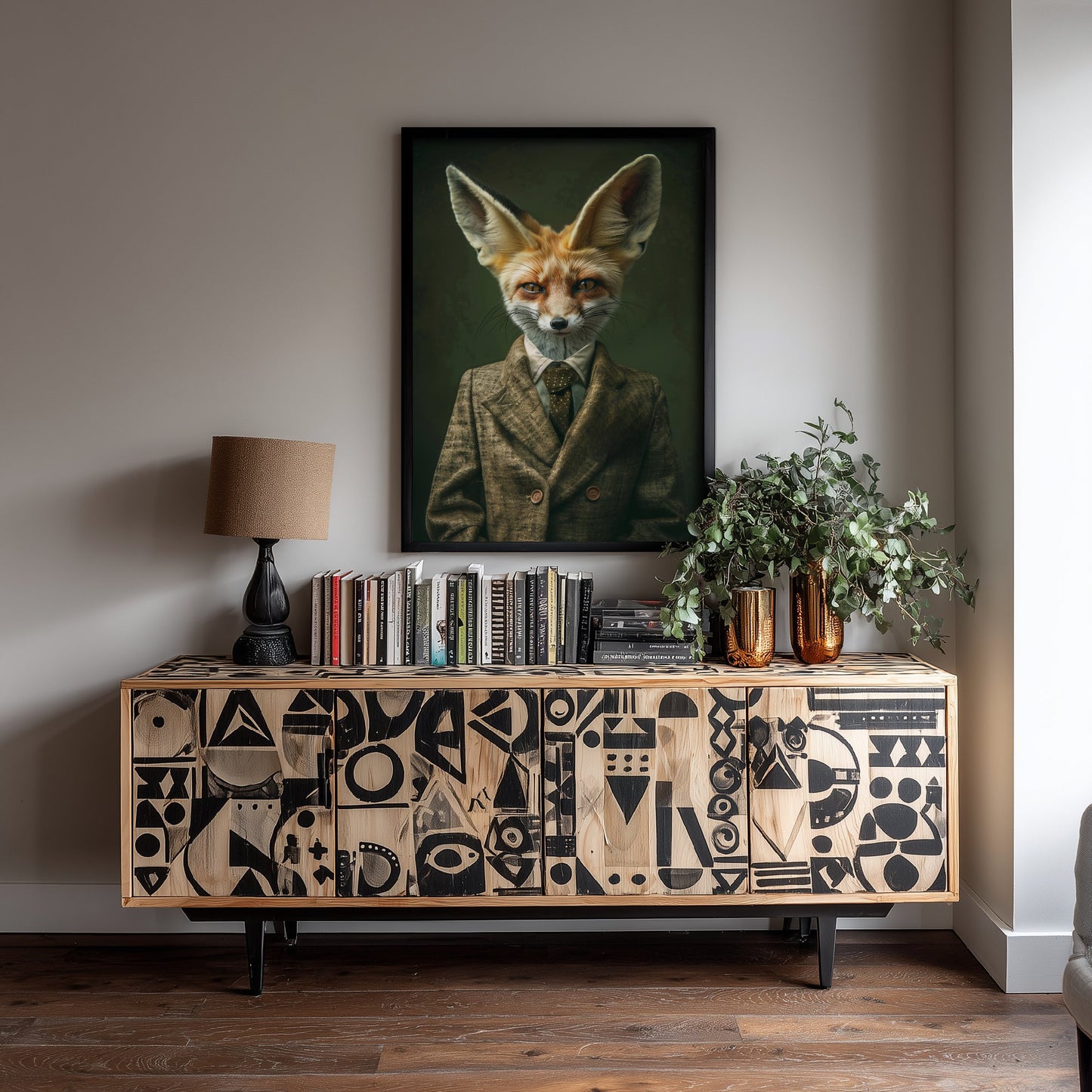Fennec Fox in a Suit Art Print - Desert Animal Portrait Illustration - Quirky Poster 3/3