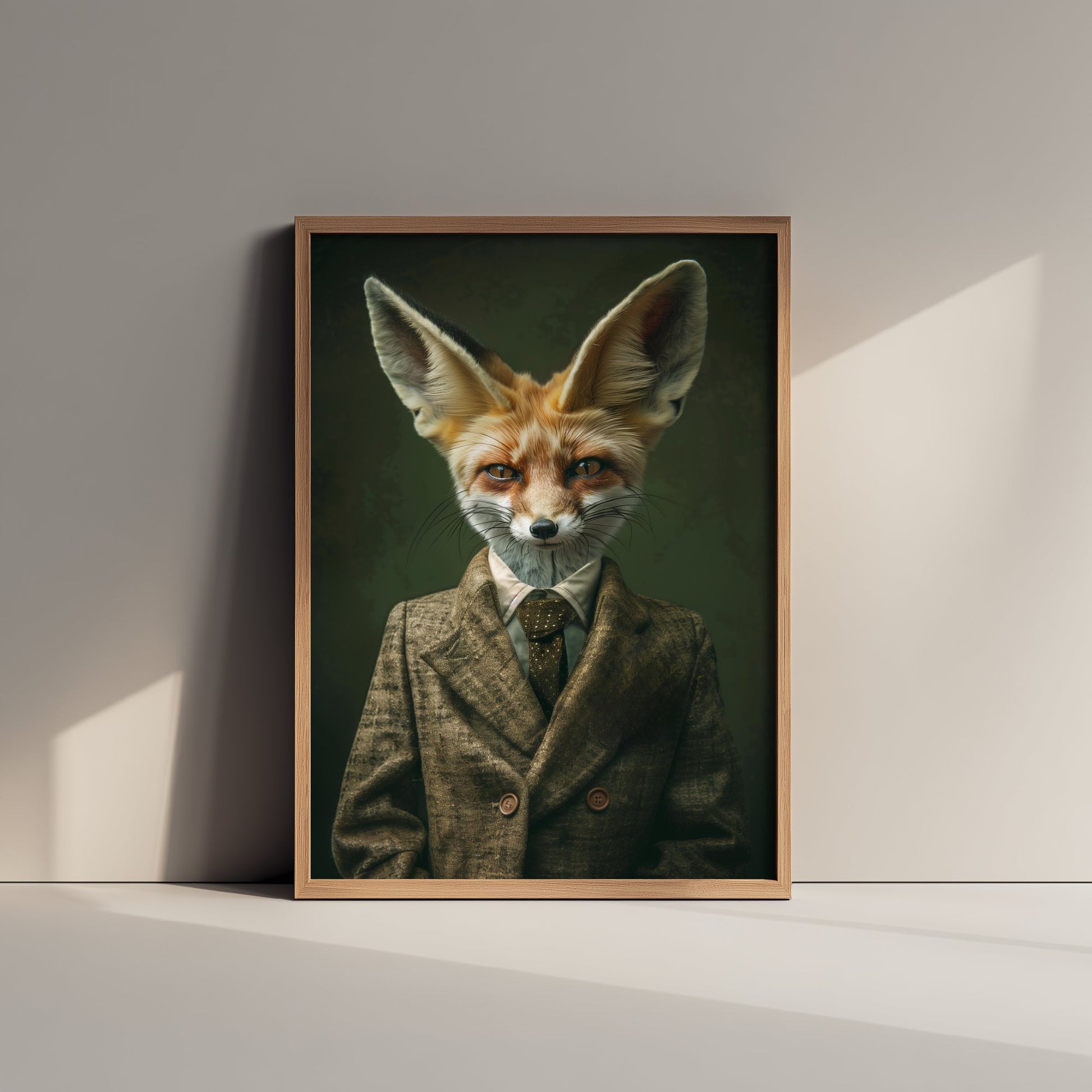 Fennec Fox in a Suit Art Print - Desert Animal Portrait Illustration - Quirky Poster 3/3