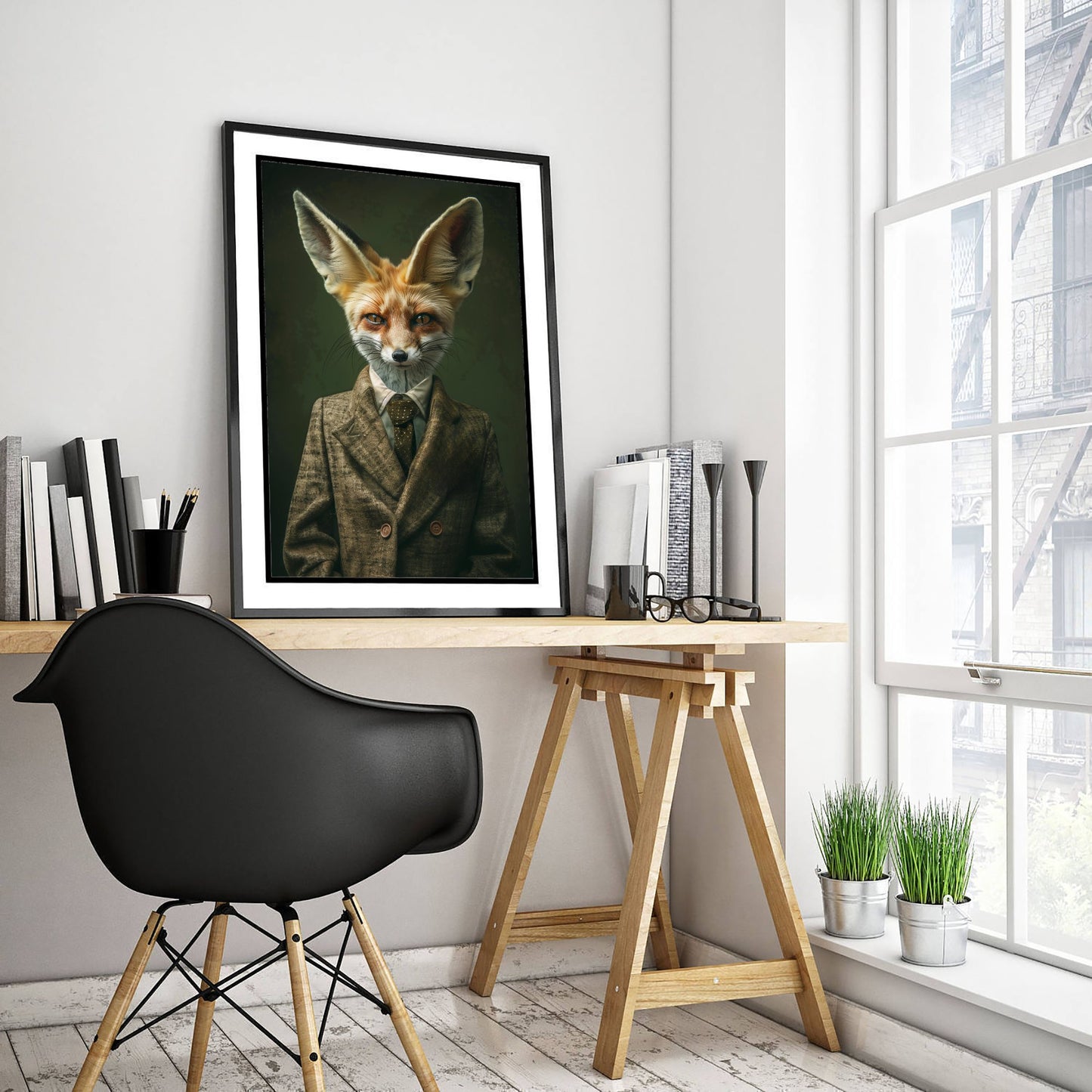 Fennec Fox in a Suit Art Print - Desert Animal Portrait Illustration - Quirky Poster 3/3