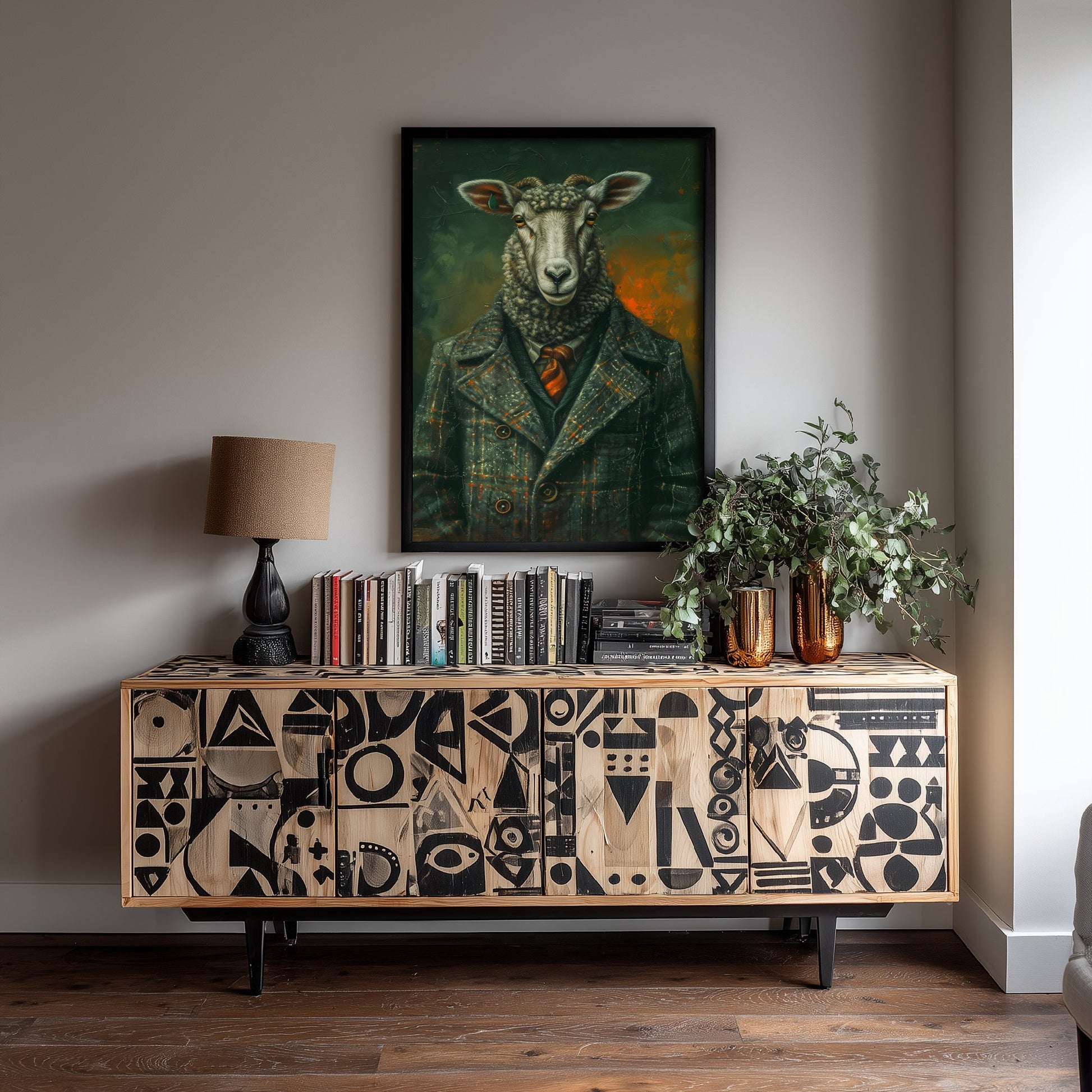 Sheep in a Suit Art Print - Whimsical Animal Portrait Poster - Quirky Animal Painting - Dapper Farm Animal 3/3