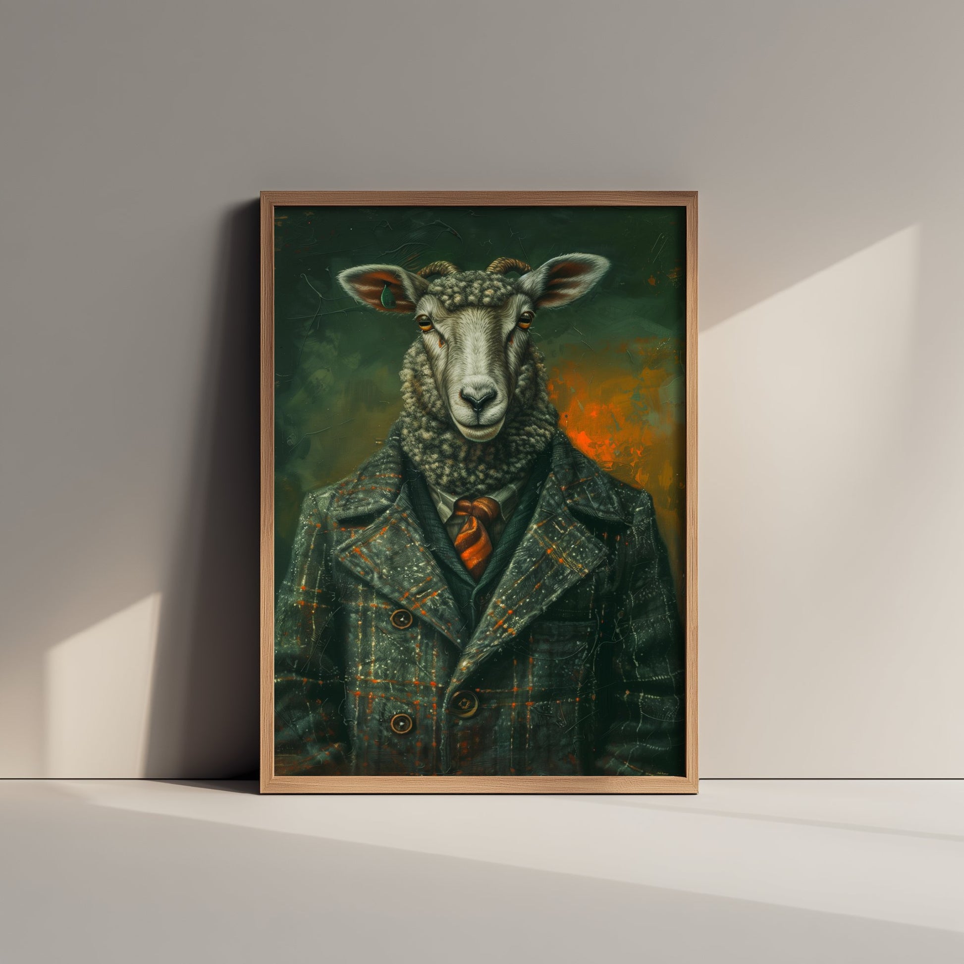 Sheep in a Suit Art Print - Whimsical Animal Portrait Poster - Quirky Animal Painting - Dapper Farm Animal 3/3