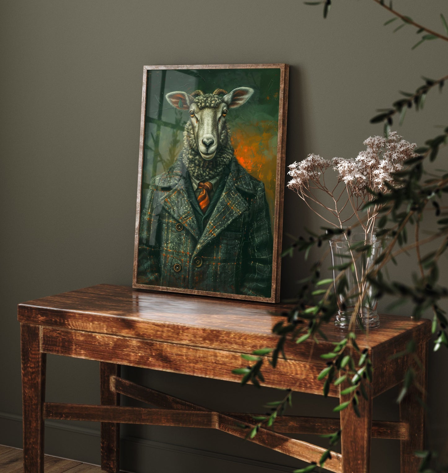 Sheep in a Suit Art Print - Whimsical Animal Portrait Poster - Quirky Animal Painting - Dapper Farm Animal 3/3
