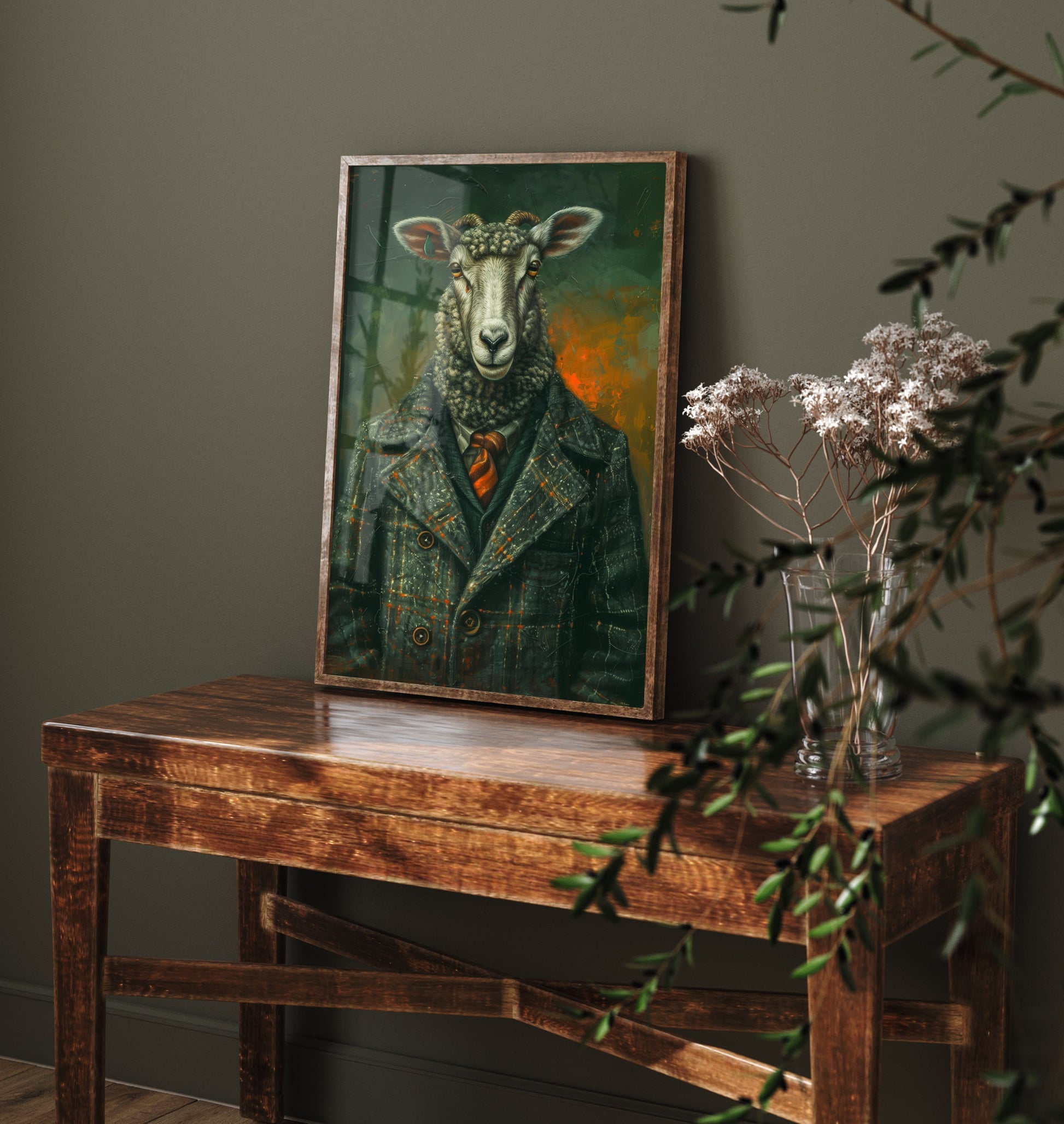 Sheep in a Suit Art Print - Whimsical Animal Portrait Poster - Quirky Animal Painting - Dapper Farm Animal 3/3