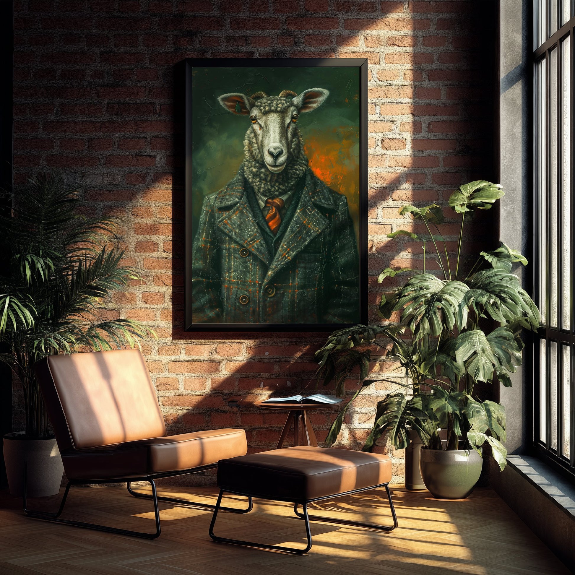 Sheep in a Suit Art Print - Whimsical Animal Portrait Poster - Quirky Animal Painting - Dapper Farm Animal 3/3