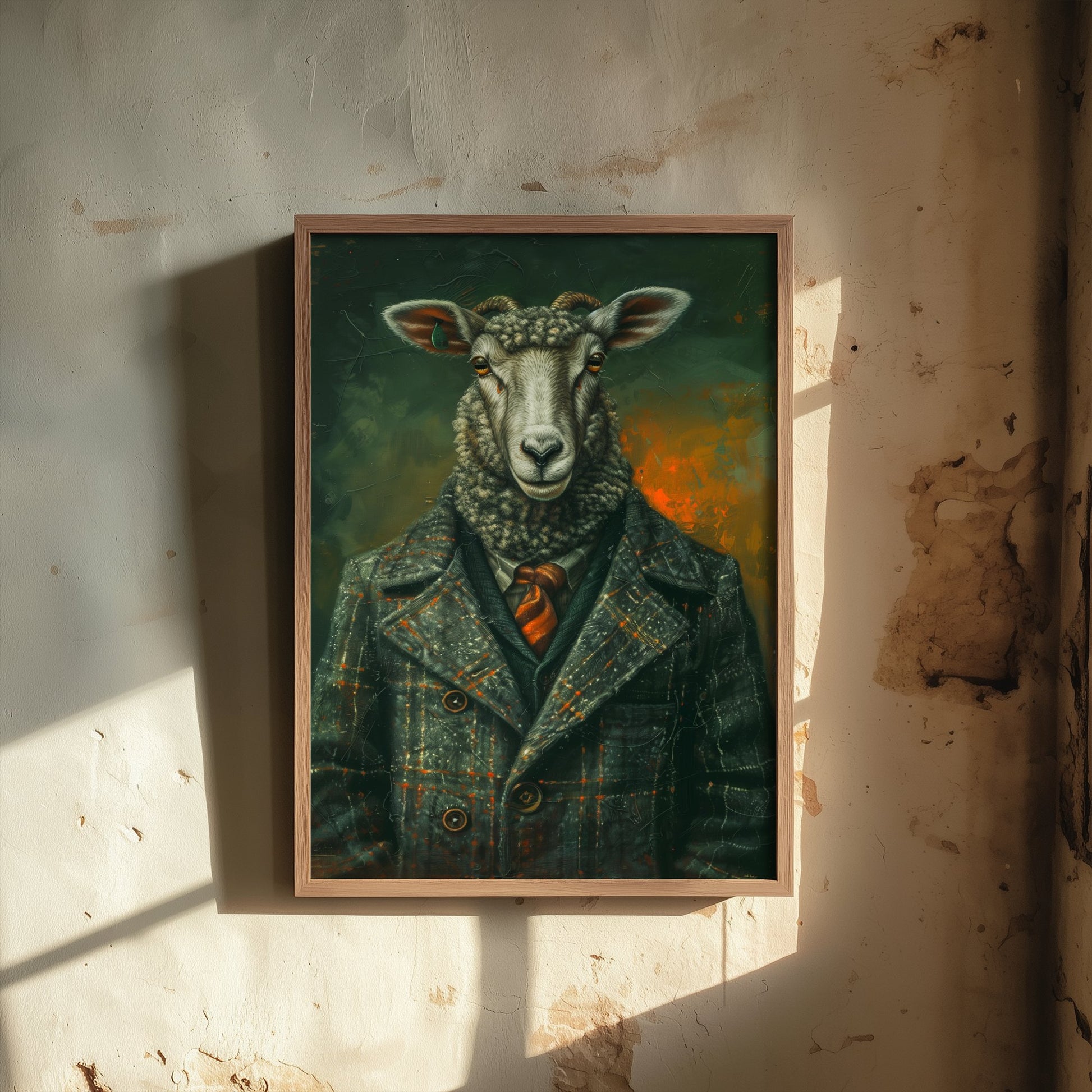 Sheep in a Suit Art Print - Whimsical Animal Portrait Poster - Quirky Animal Painting - Dapper Farm Animal 3/3