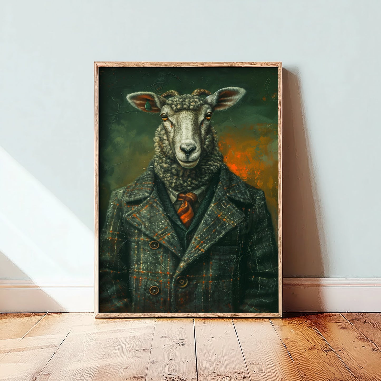 Sheep in a Suit Art Print - Whimsical Animal Portrait Poster - Quirky Animal Painting - Dapper Farm Animal 3/3