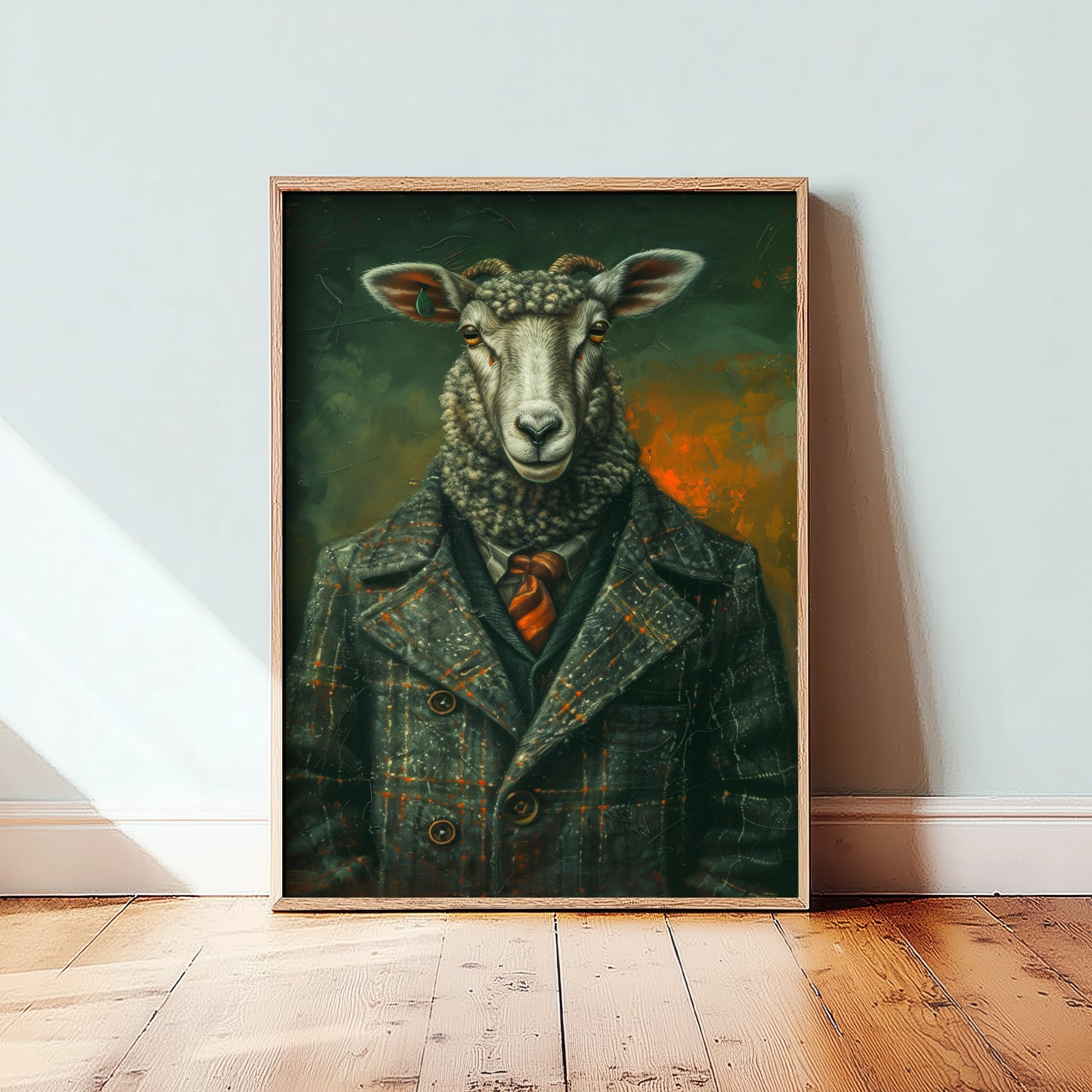 Sheep in a Suit Art Print - Whimsical Animal Portrait Poster - Quirky Animal Painting - Dapper Farm Animal 3/3