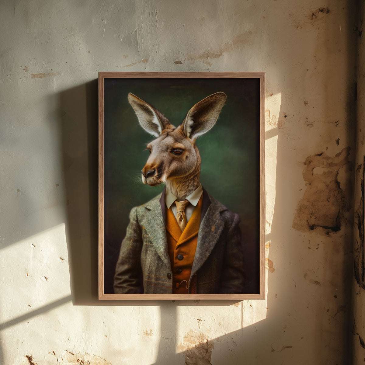 Kangaroo in a Suit Art Print - Whimsical Animal Portrait Poster - Quirky Kangaroo Painting - Tweed Gent 2/3