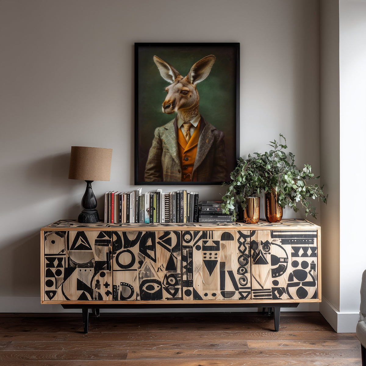 Kangaroo in a Suit Art Print - Whimsical Animal Portrait Poster - Quirky Kangaroo Painting - Tweed Gent 2/3
