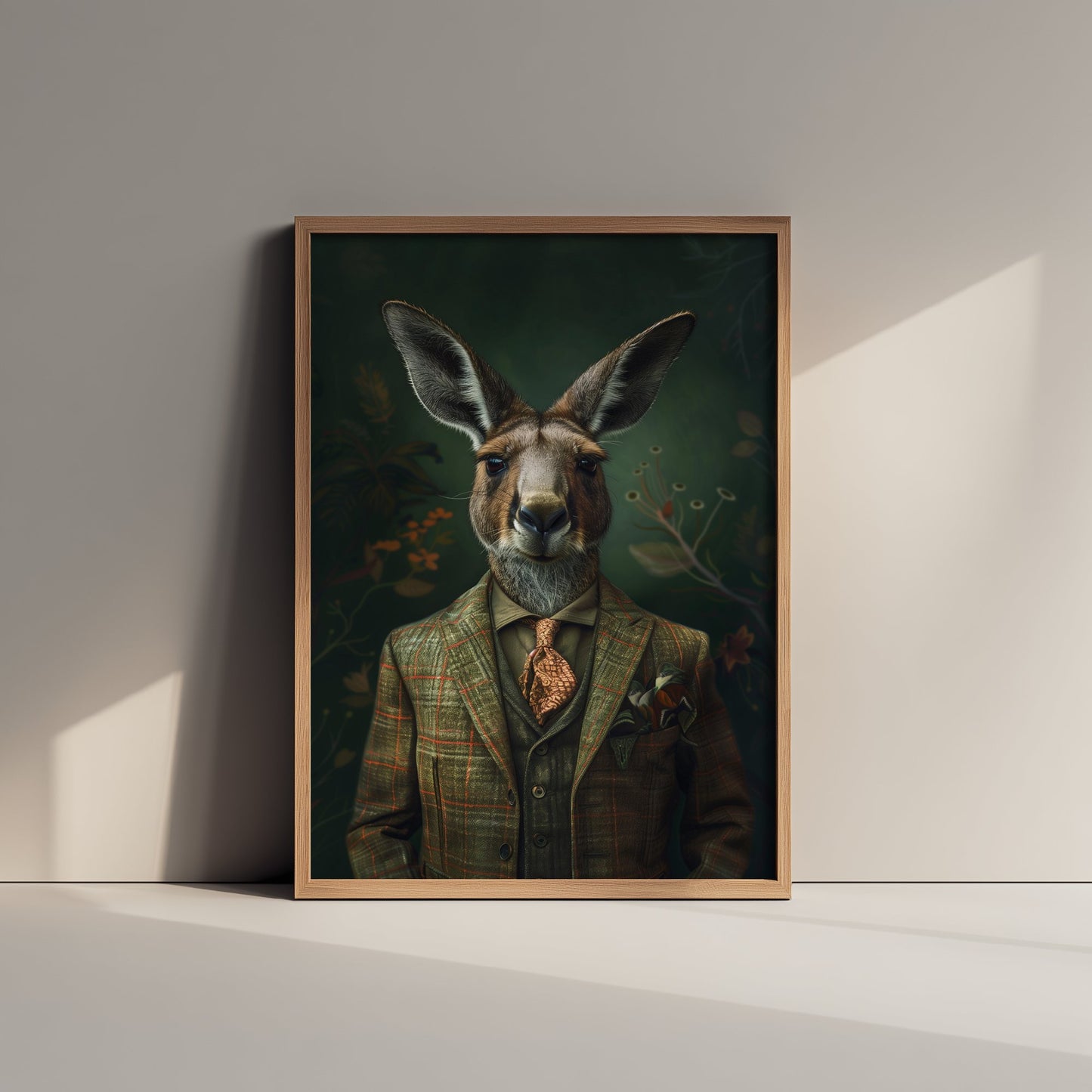 Kangaroo in a Suit Art Print - Whimsical Animal Portrait Poster - Quirky Kangaroo Painting - Dapper Gent 3/3