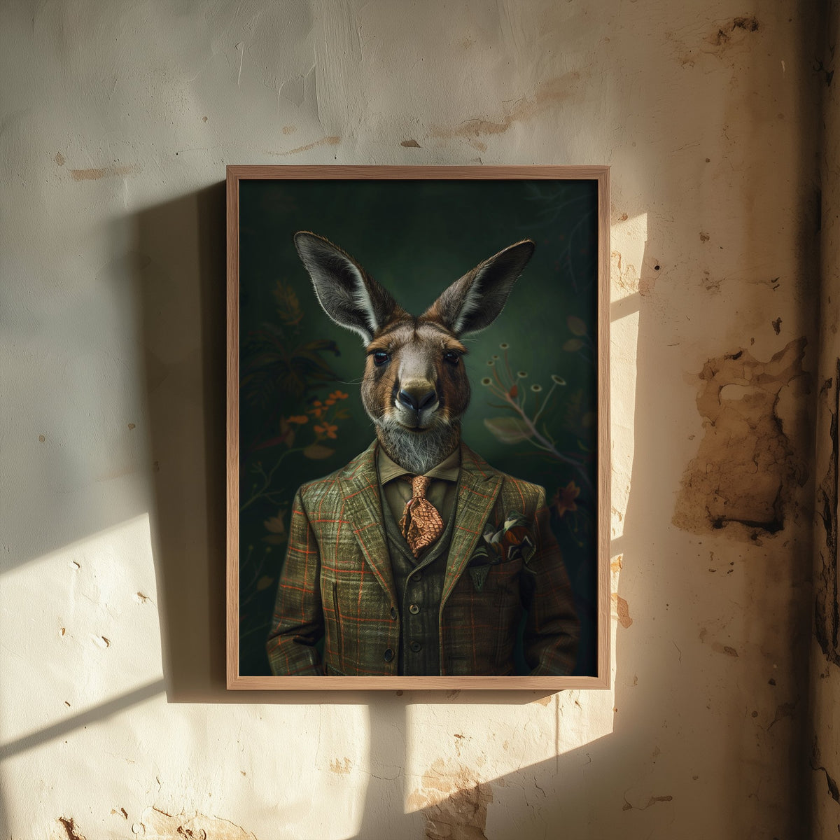 Kangaroo in a Suit Art Print - Whimsical Animal Portrait Poster - Quirky Kangaroo Painting - Dapper Gent 3/3