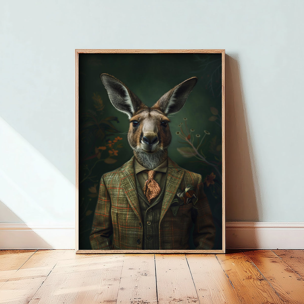 Kangaroo in a Suit Art Print - Whimsical Animal Portrait Poster - Quirky Kangaroo Painting - Dapper Gent 3/3