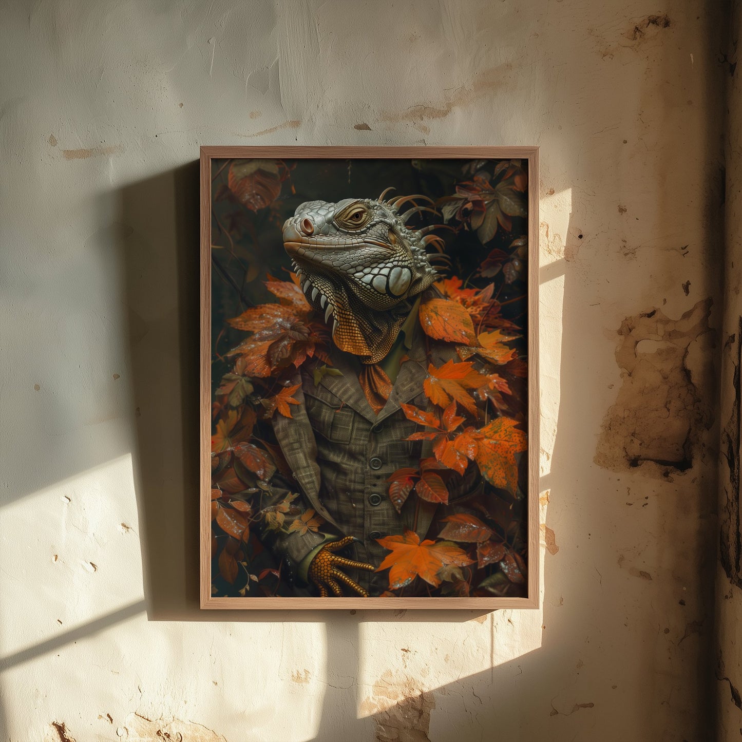 Iguana in a Suit Art Print - Whimsical Animal Portrait Poster - Quirky Iguana Painting - Autumn Tweed Gent 3/3