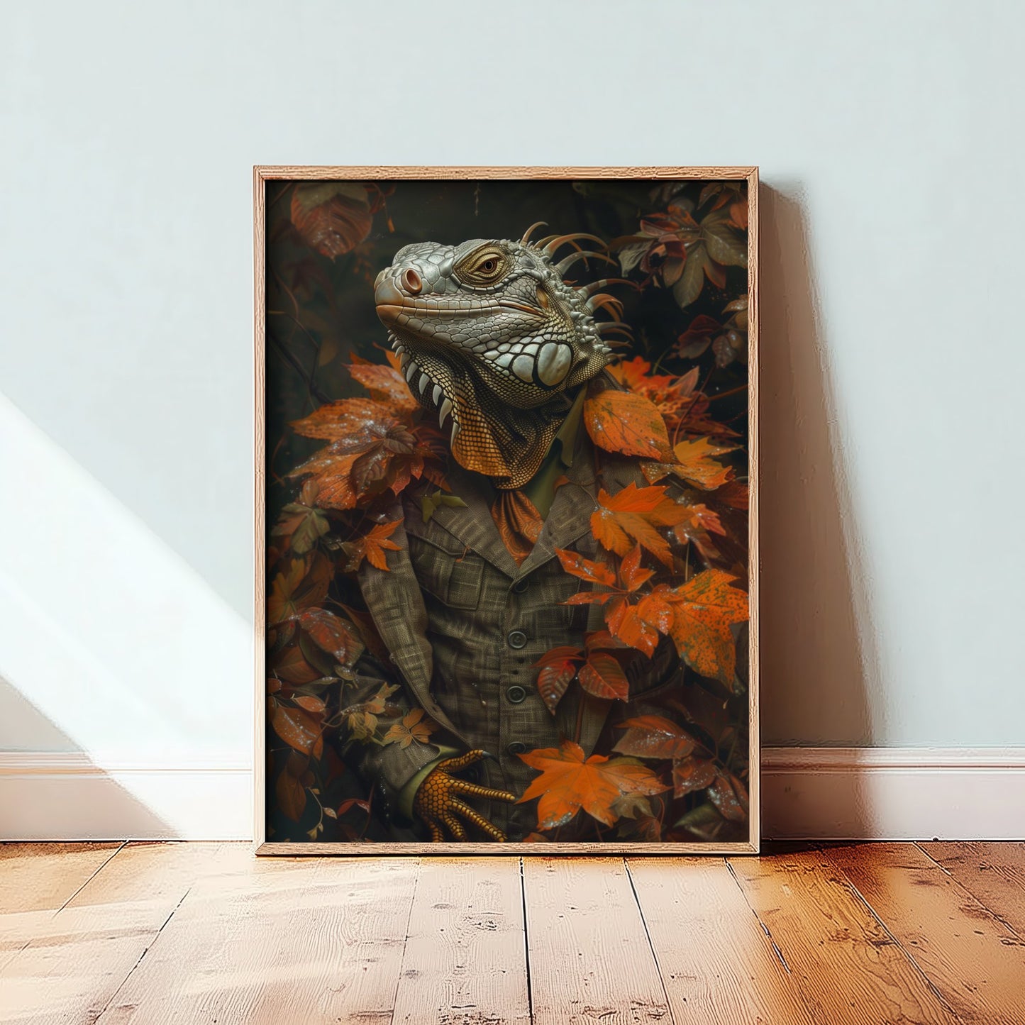 Iguana in a Suit Art Print - Whimsical Animal Portrait Poster - Quirky Iguana Painting - Autumn Tweed Gent 3/3