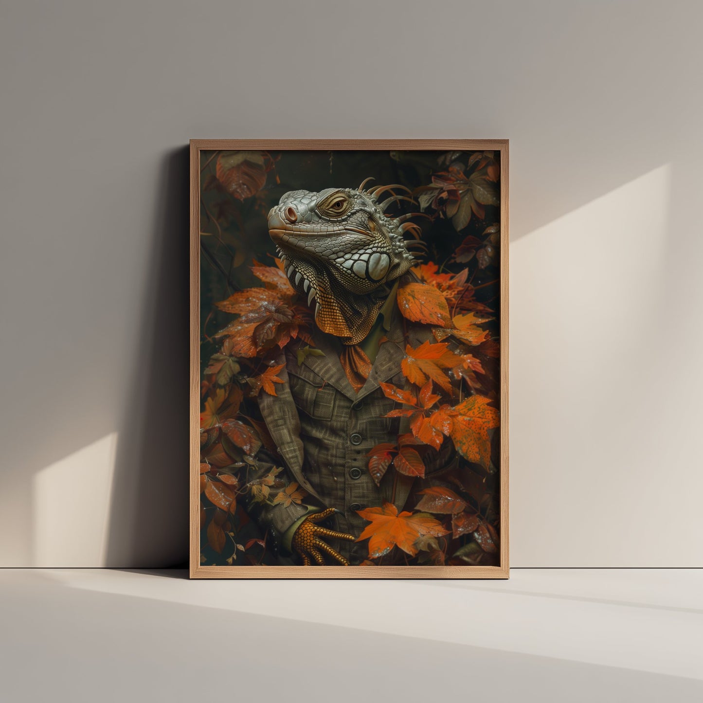 Iguana in a Suit Art Print - Whimsical Animal Portrait Poster - Quirky Iguana Painting - Autumn Tweed Gent 3/3