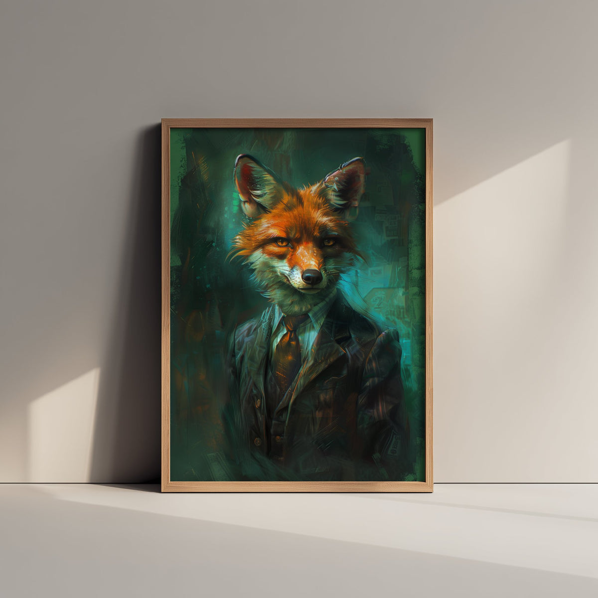 Jackal in a Suit Art Print - Whimsical Animal Portrait Poster - Quirky Jackal Painting - Dapper Gent 2/3