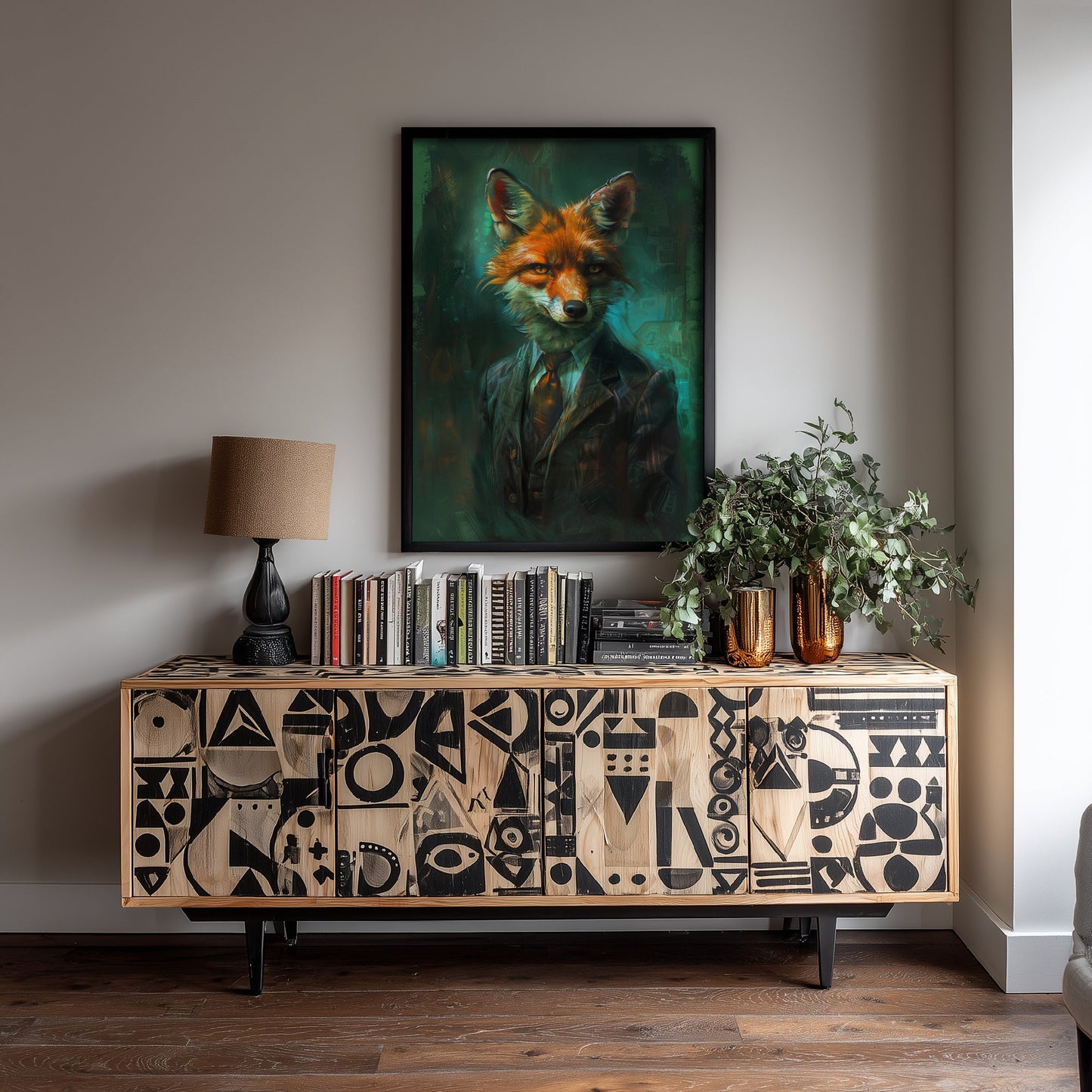 Jackal in a Suit Art Print - Whimsical Animal Portrait Poster - Quirky Jackal Painting - Dapper Gent 2/3