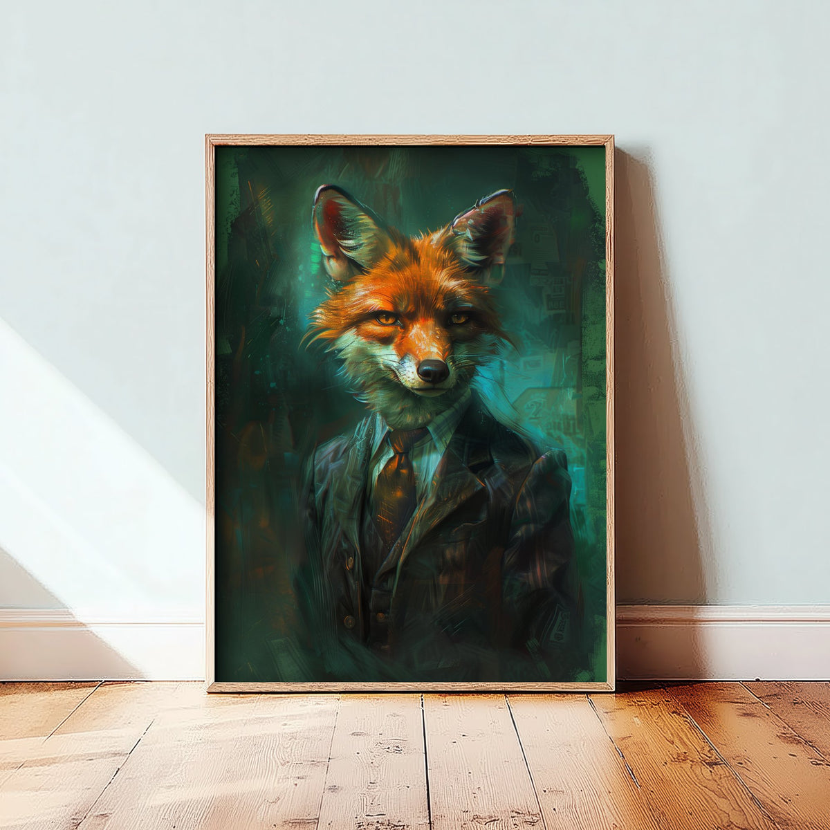 Jackal in a Suit Art Print - Whimsical Animal Portrait Poster - Quirky Jackal Painting - Dapper Gent 2/3