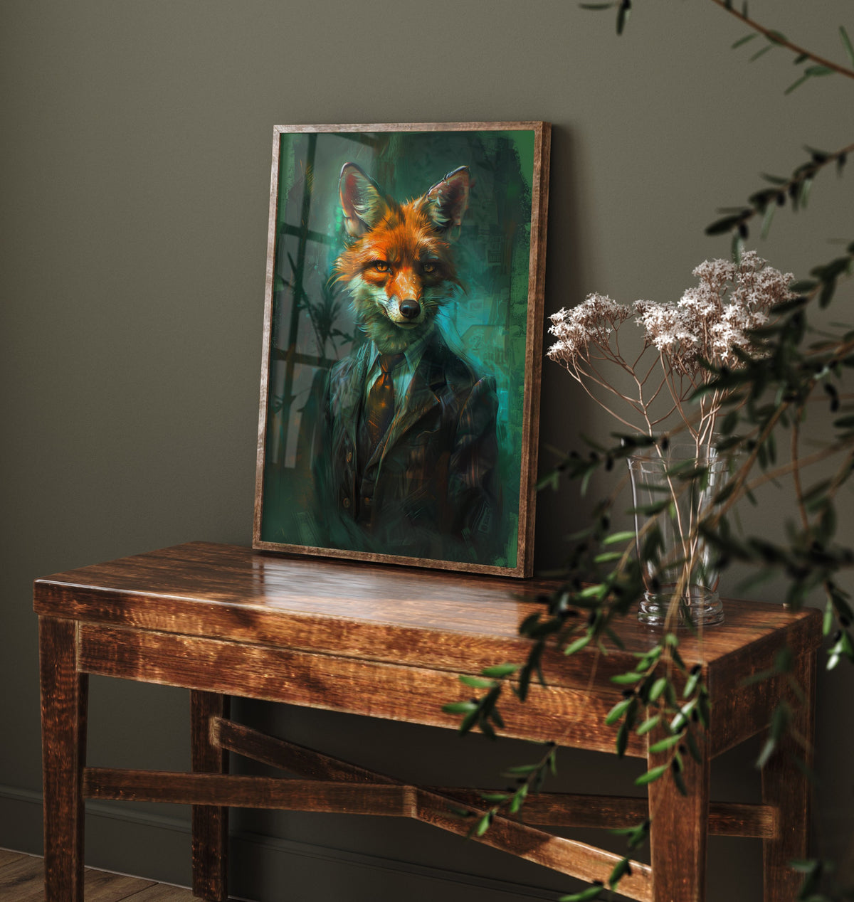 Jackal in a Suit Art Print - Whimsical Animal Portrait Poster - Quirky Jackal Painting - Dapper Gent 2/3