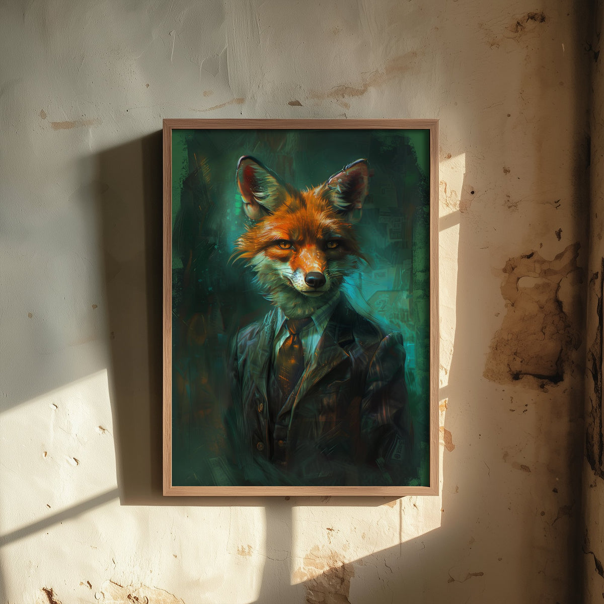 Jackal in a Suit Art Print - Whimsical Animal Portrait Poster - Quirky Jackal Painting - Dapper Gent 2/3