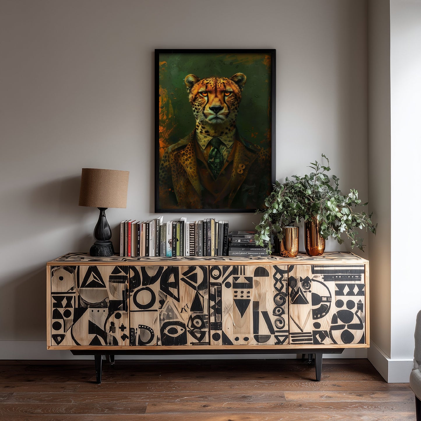Cheetah in a Suit Art Print - Whimsical Animal Portrait Poster - Quirky Cheetah Painting - Dapper Gent 2/3