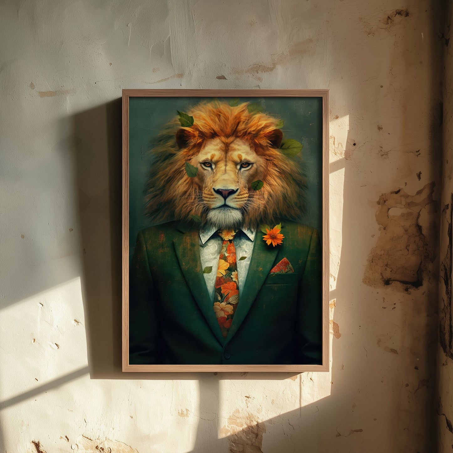 Lion in a Suit Art Print - Dapper Animal Portrait Poster - Whimsical Illustration - Quirky Wall Art 2/3