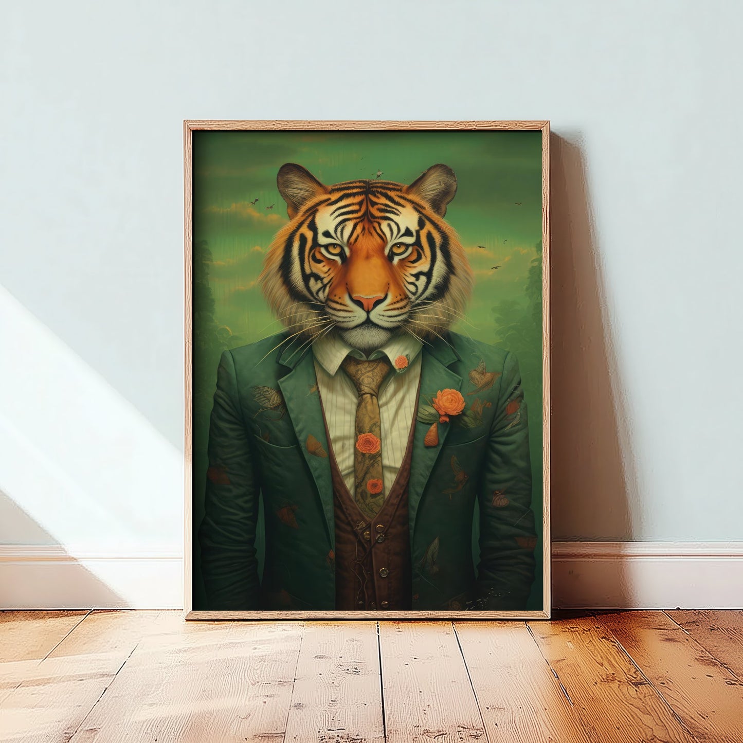 Tiger in a Suit Art Print - Dapper Animal Portrait Poster - Whimsical Illustration - Quirky Wall Art 3/3