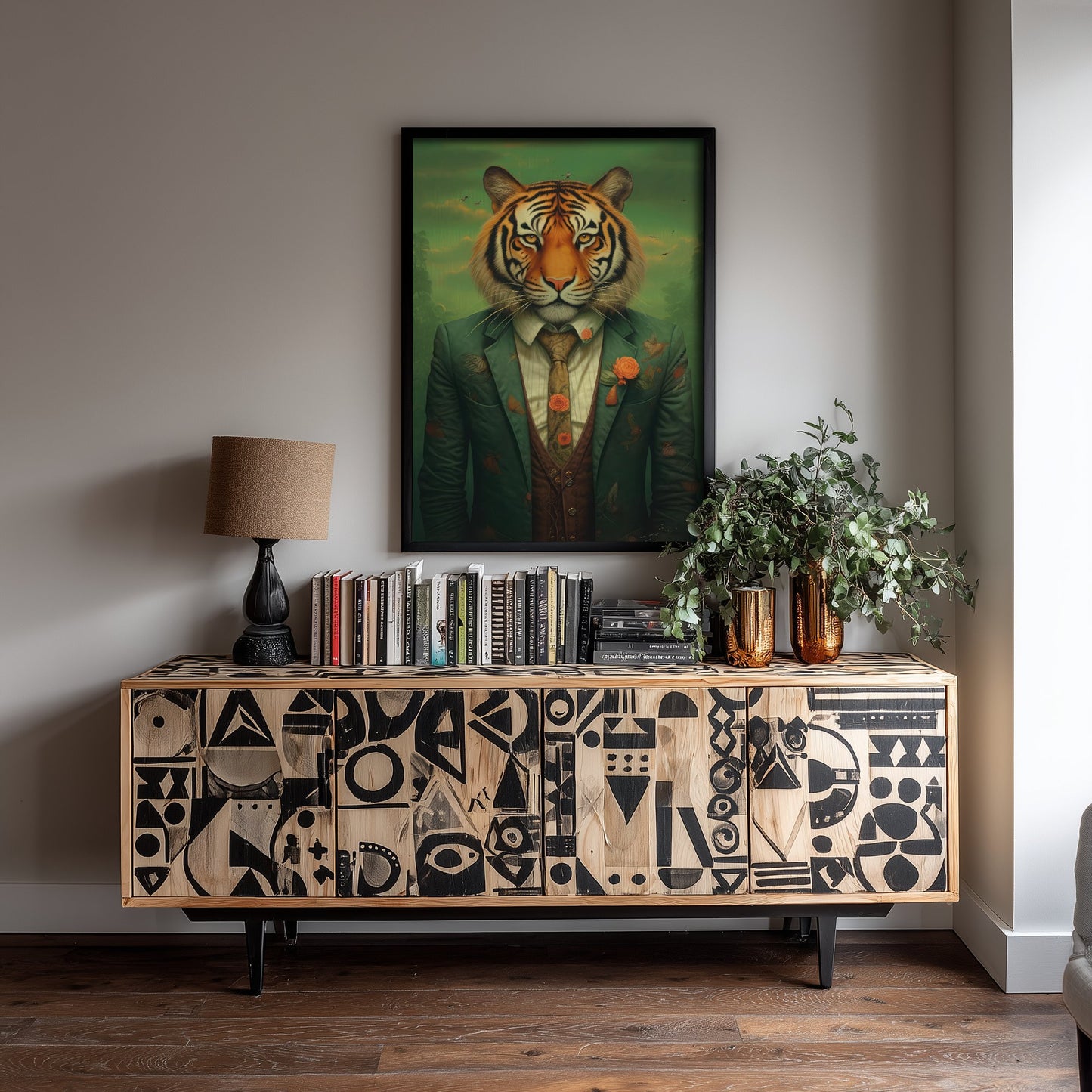 Tiger in a Suit Art Print - Dapper Animal Portrait Poster - Whimsical Illustration - Quirky Wall Art 3/3