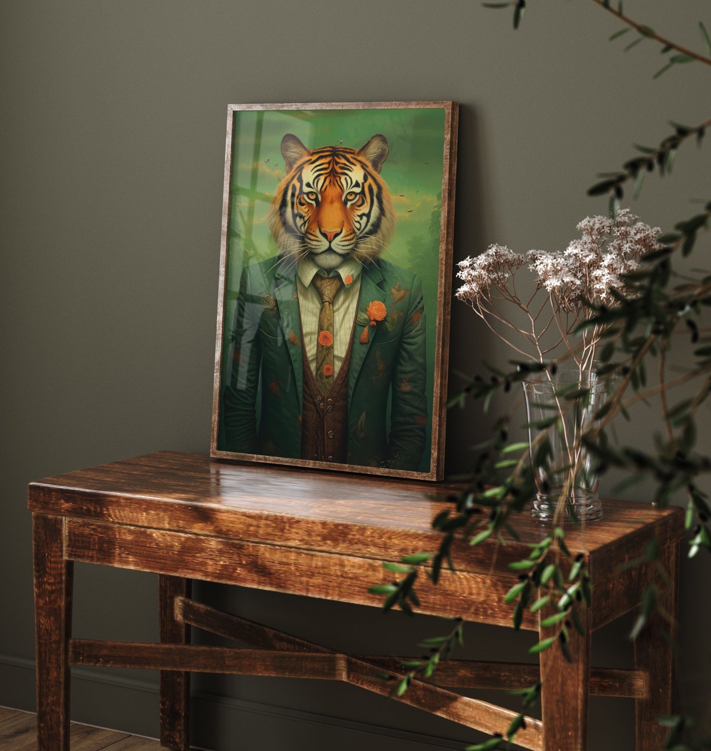 Tiger in a Suit Art Print - Dapper Animal Portrait Poster - Whimsical Illustration - Quirky Wall Art 3/3