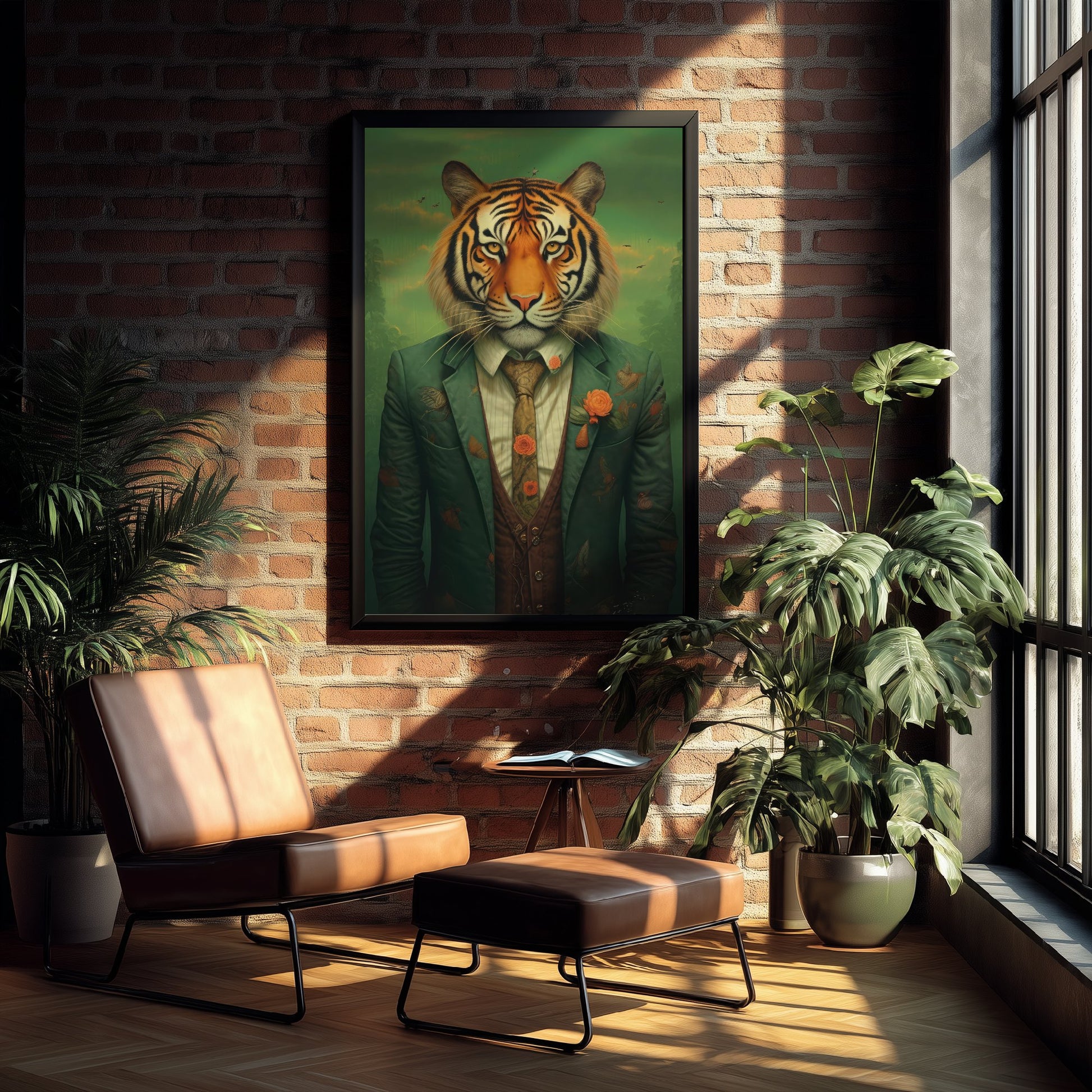 Tiger in a Suit Art Print - Dapper Animal Portrait Poster - Whimsical Illustration - Quirky Wall Art 3/3