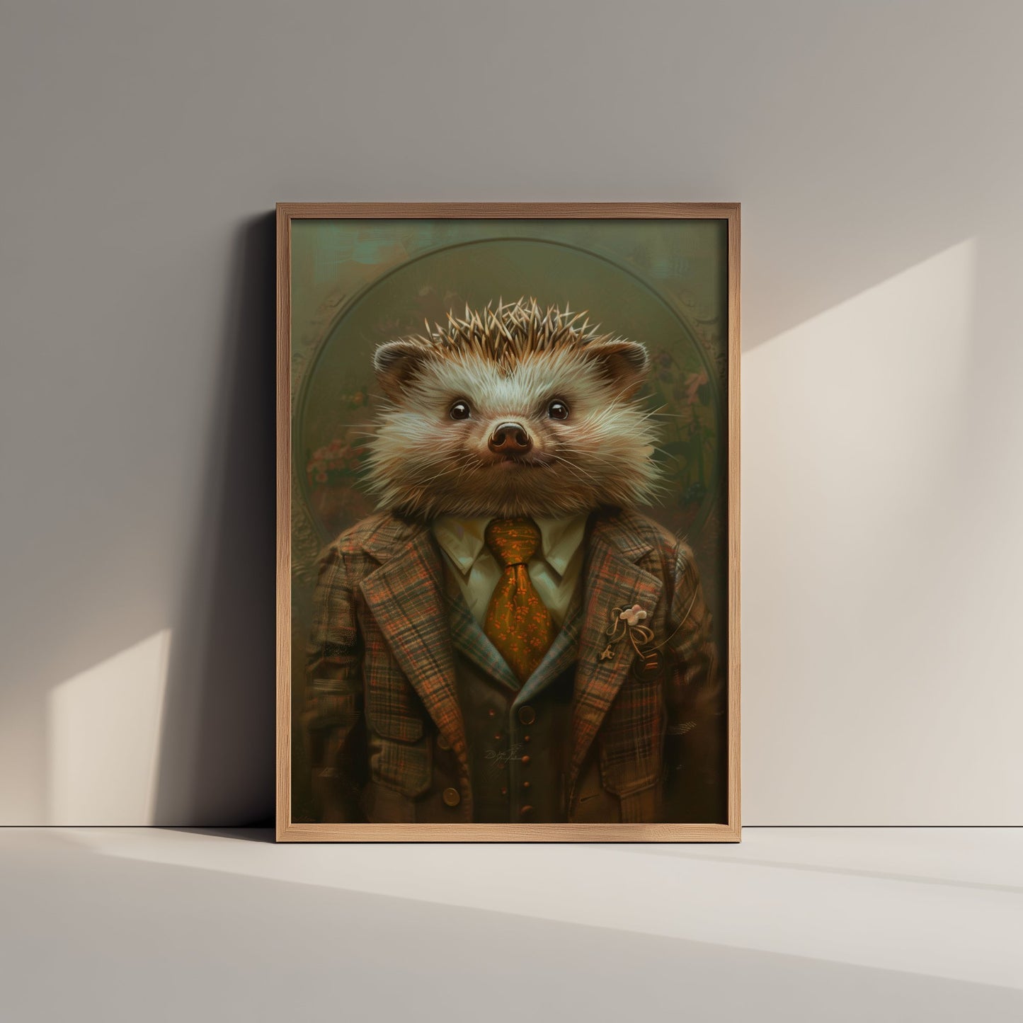 Hedgehog in a Suit Art Print - Whimsical Animal Portrait Poster - Quirky Hedgehog Painting - Dapper Gent 2/3
