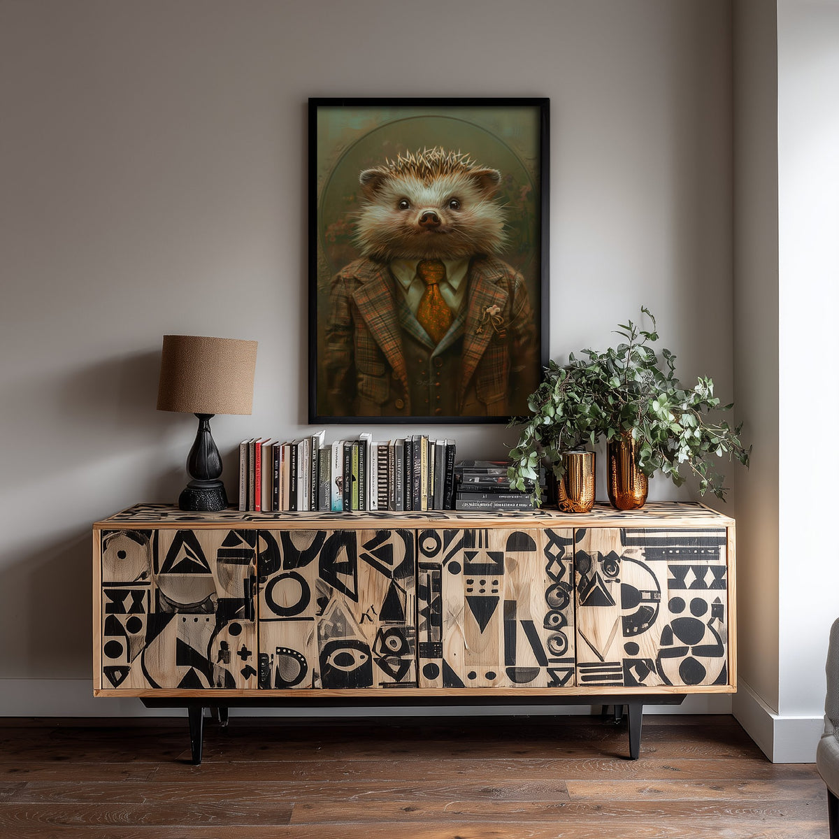 Hedgehog in a Suit Art Print - Whimsical Animal Portrait Poster - Quirky Hedgehog Painting - Dapper Gent 2/3