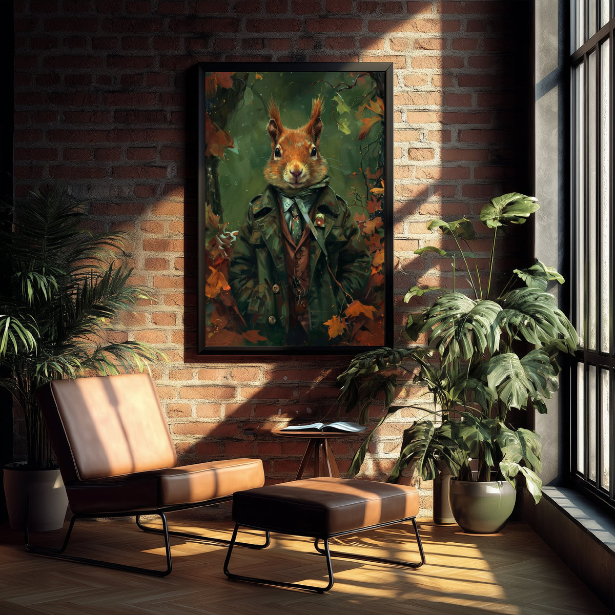 Squirrel in a Suit Art Print - Whimsical Animal Portrait Poster - Quirky Squirrel Painting - Autumn Gent 3/3