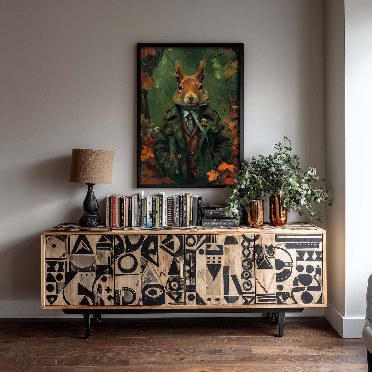 Squirrel in a Suit Art Print - Whimsical Animal Portrait Poster - Quirky Squirrel Painting - Autumn Gent 3/3