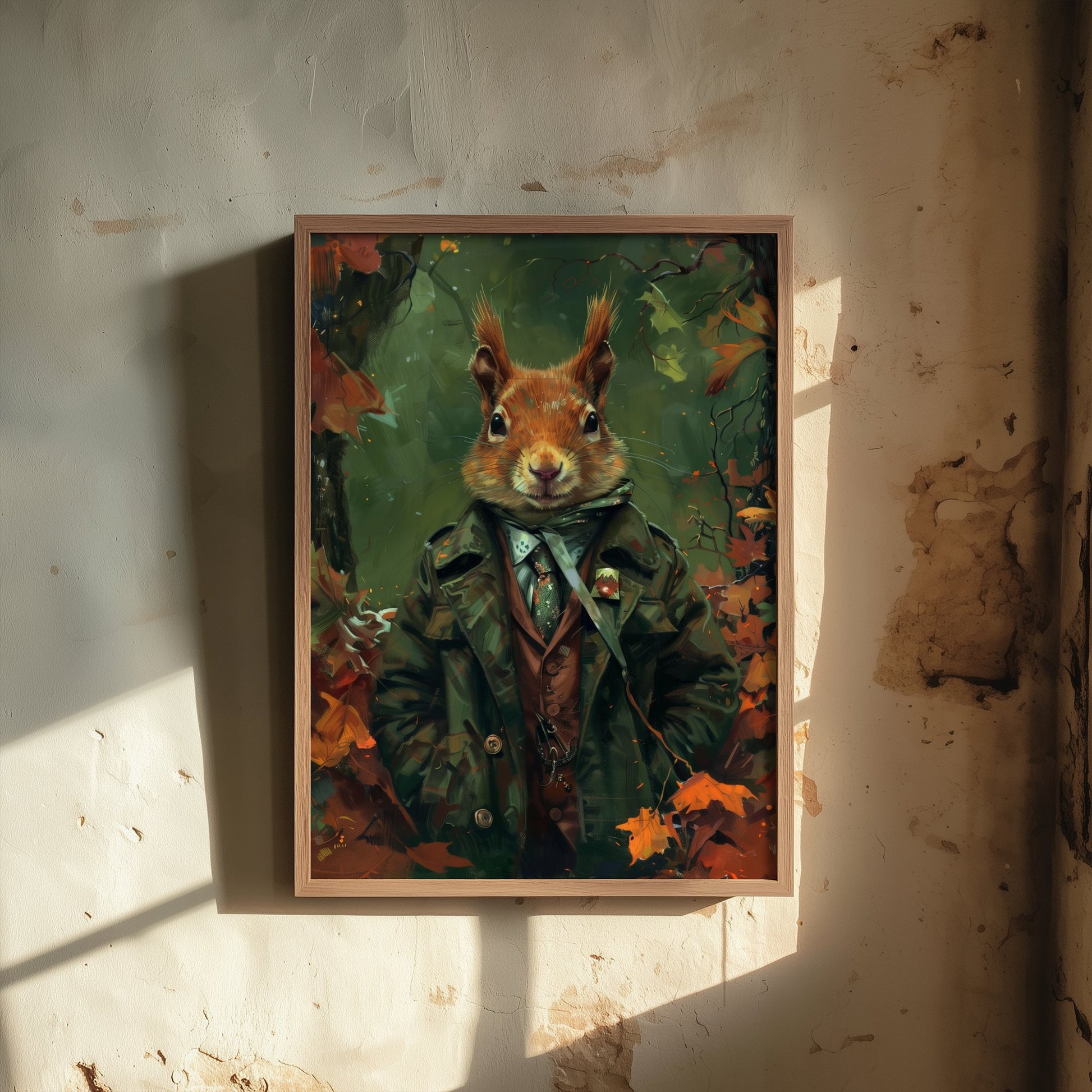 Squirrel in a Suit Art Print - Whimsical Animal Portrait Poster - Quirky Squirrel Painting - Autumn Gent 3/3