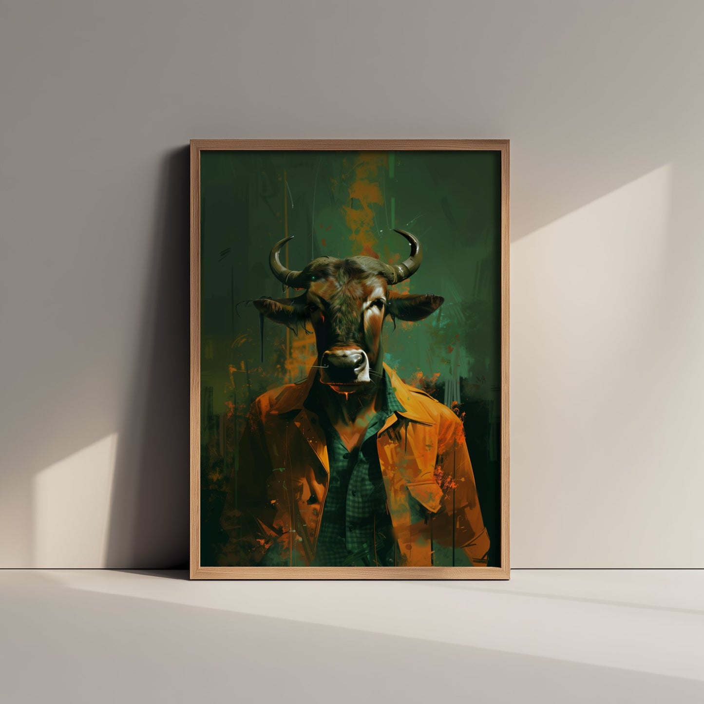 Wildebeest in a Suit Art Print - Dapper Animal Portrait Poster - Quirky Animal Painting - Gentleman Safari Animal V2 3/3