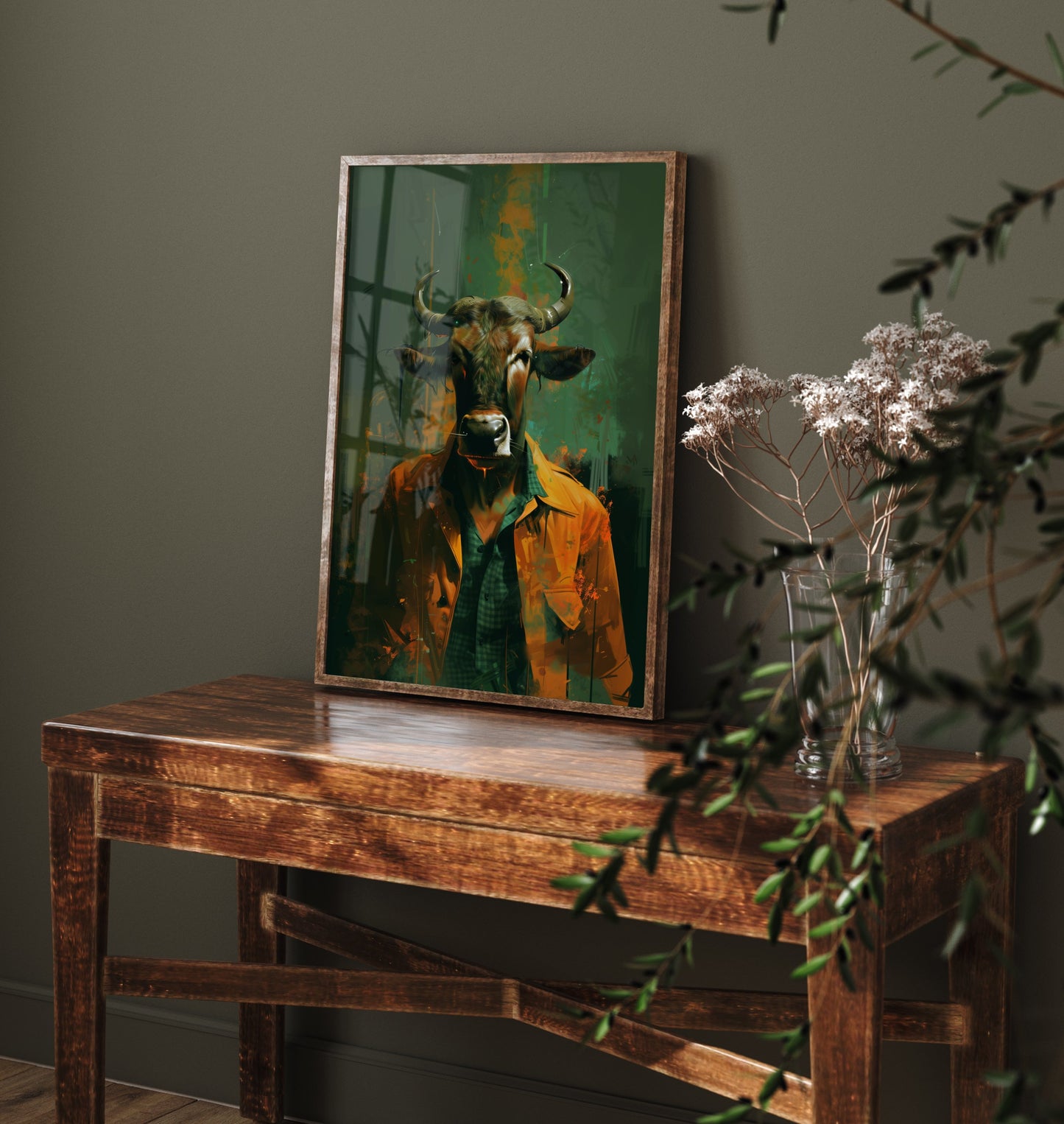 Wildebeest in a Suit Art Print - Dapper Animal Portrait Poster - Quirky Animal Painting - Gentleman Safari Animal V2 3/3