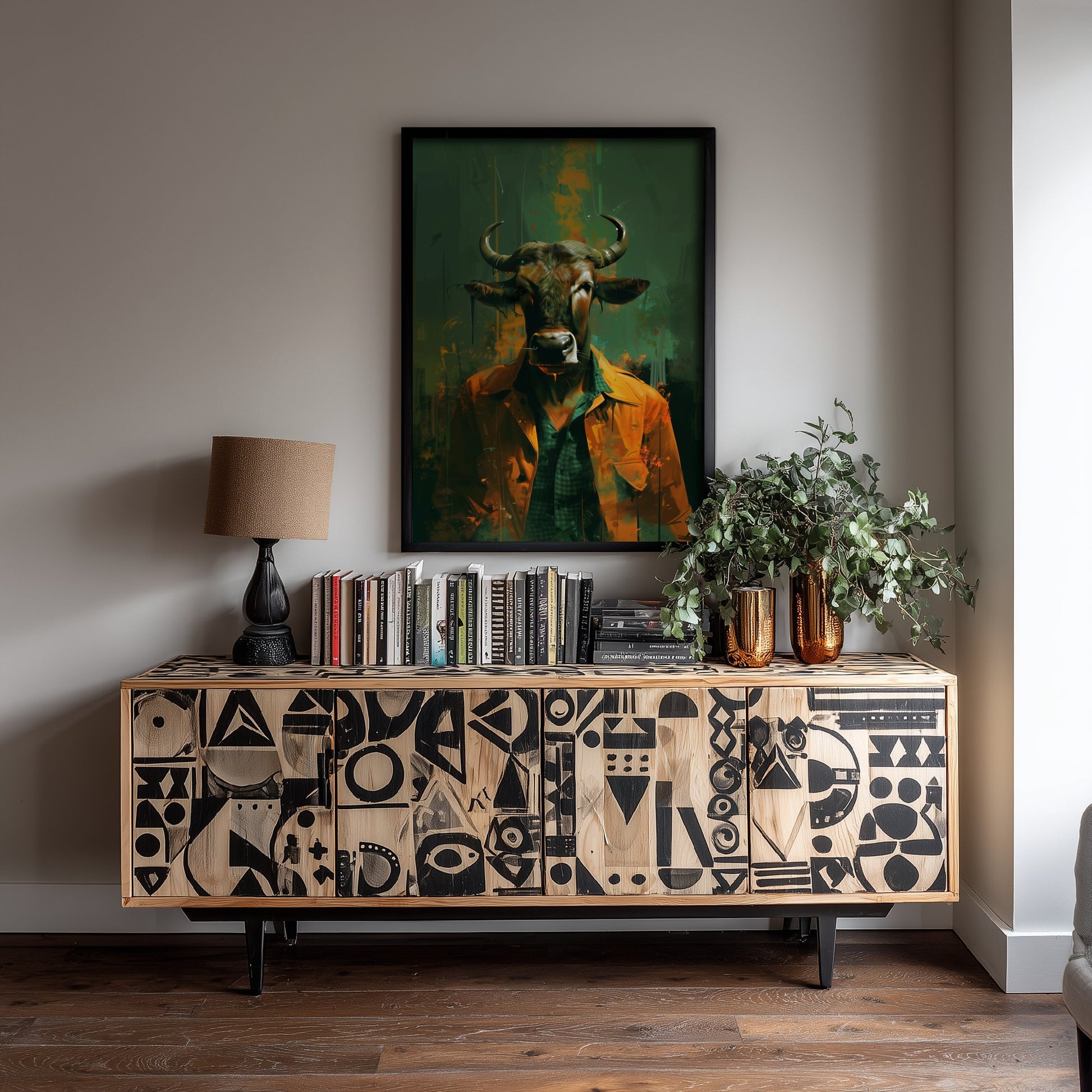 Wildebeest in a Suit Art Print - Dapper Animal Portrait Poster - Quirky Animal Painting - Gentleman Safari Animal V2 3/3