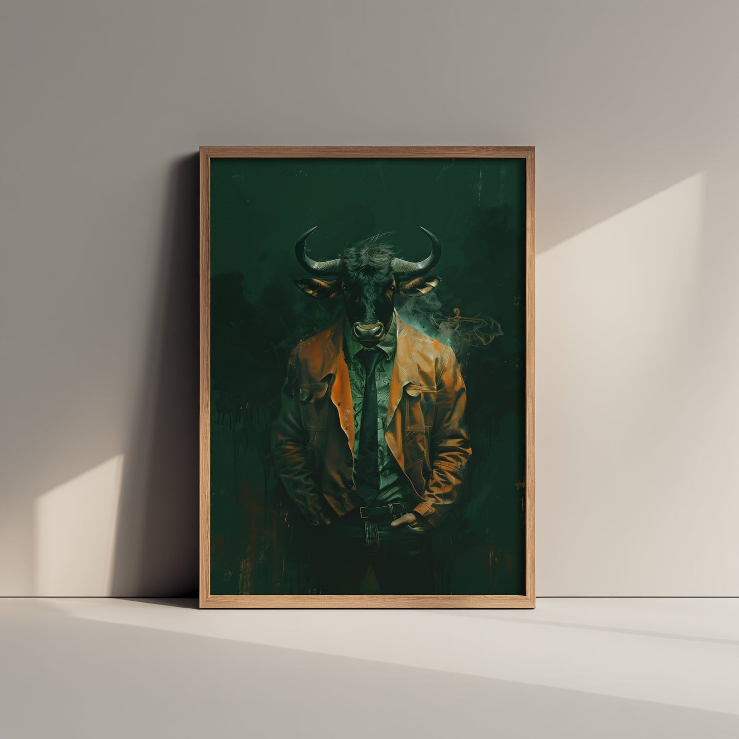 Wildebeest in a Suit Art Print - Bold Animal Portrait Poster - Quirky Animal Painting - Modern Safari Animal V3 3/3